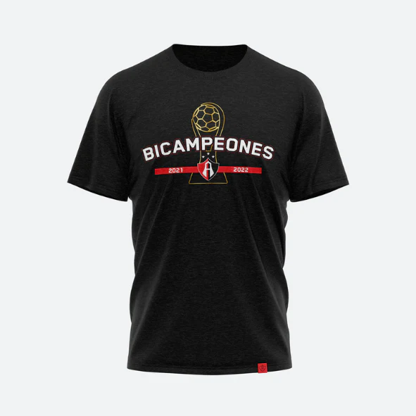 PLAYERA ATLAS FC BICAMPEÓN EN COLOR NEGRO