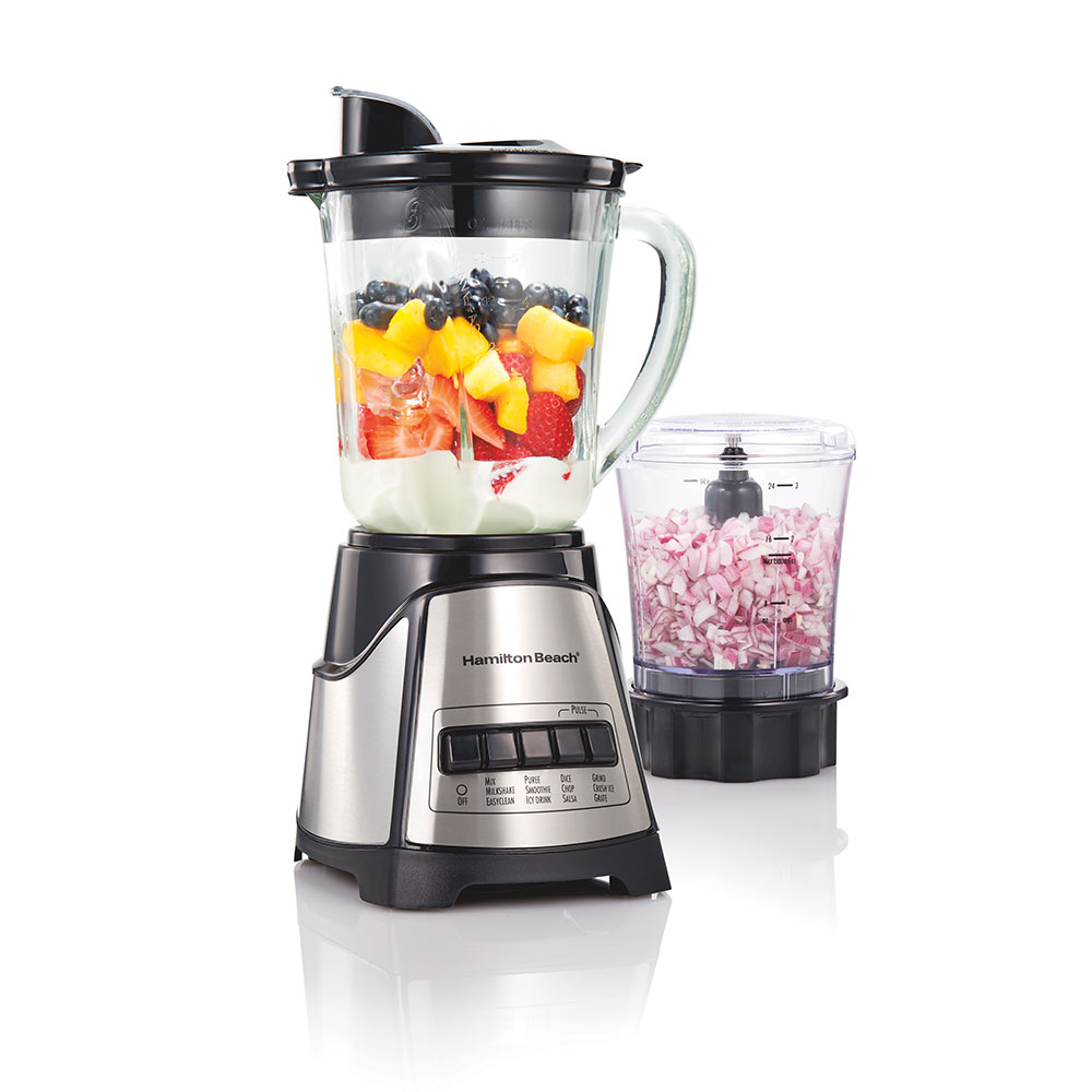Hamilton Beach 700W 2-in-1 Blender & Food Chopper — 40oz Glass Jar, 3-Year Warranty