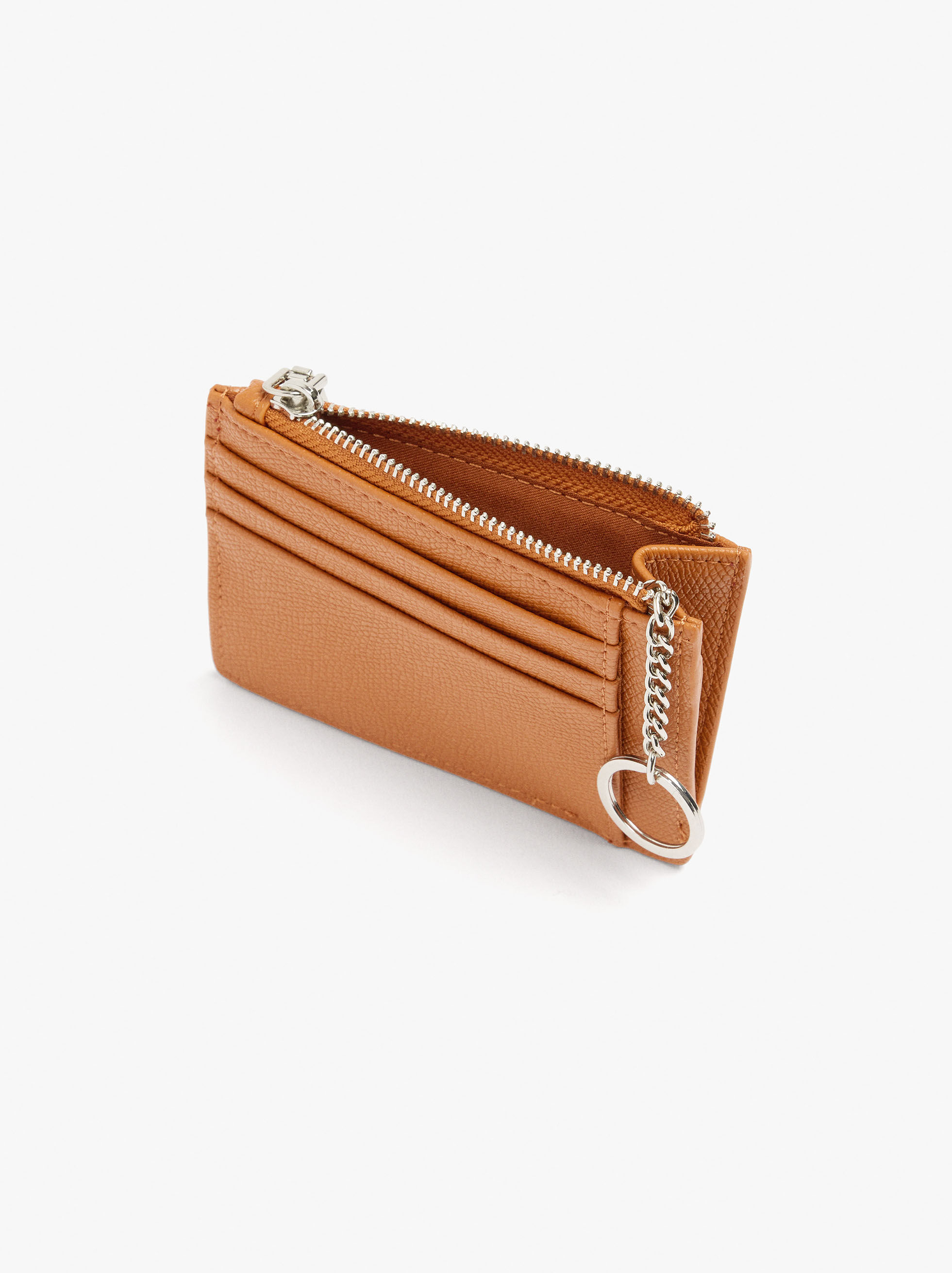 Porta tarjetas con textura y llavero