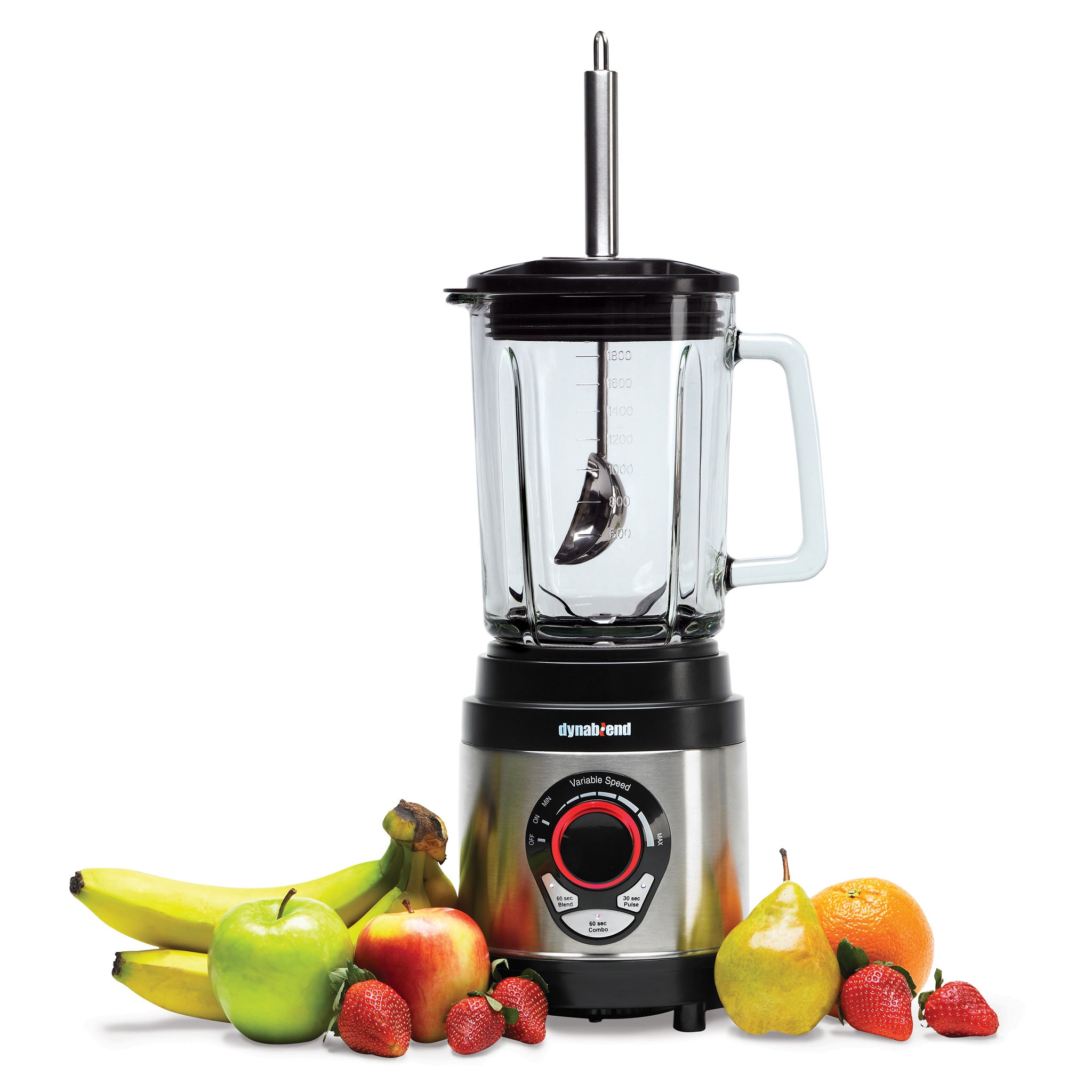 Dynablend® Clean Glass Blender — Stainless Steel Clutch | Food-Grade Glass