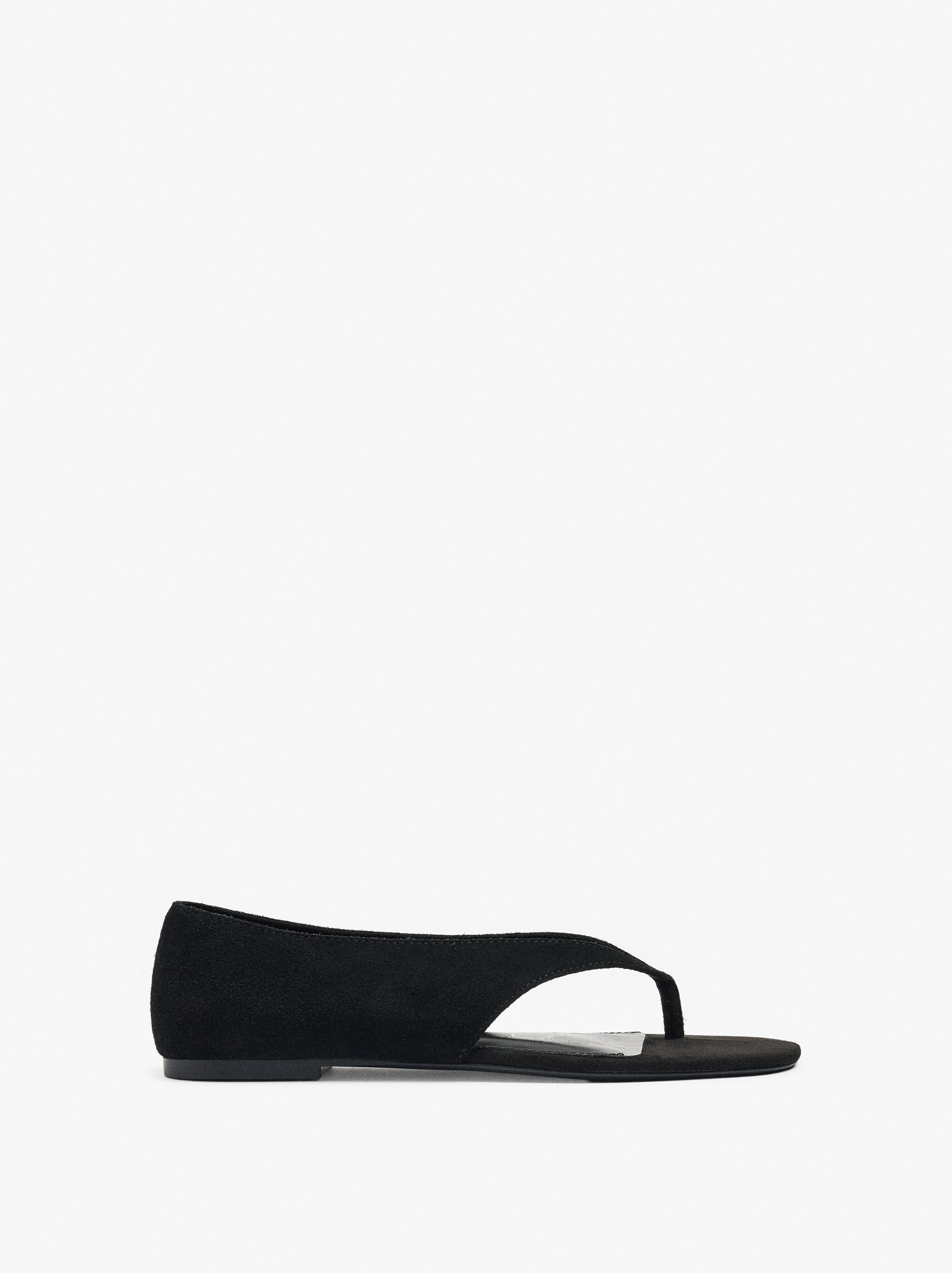 Sandalias planas de piel estilo thong