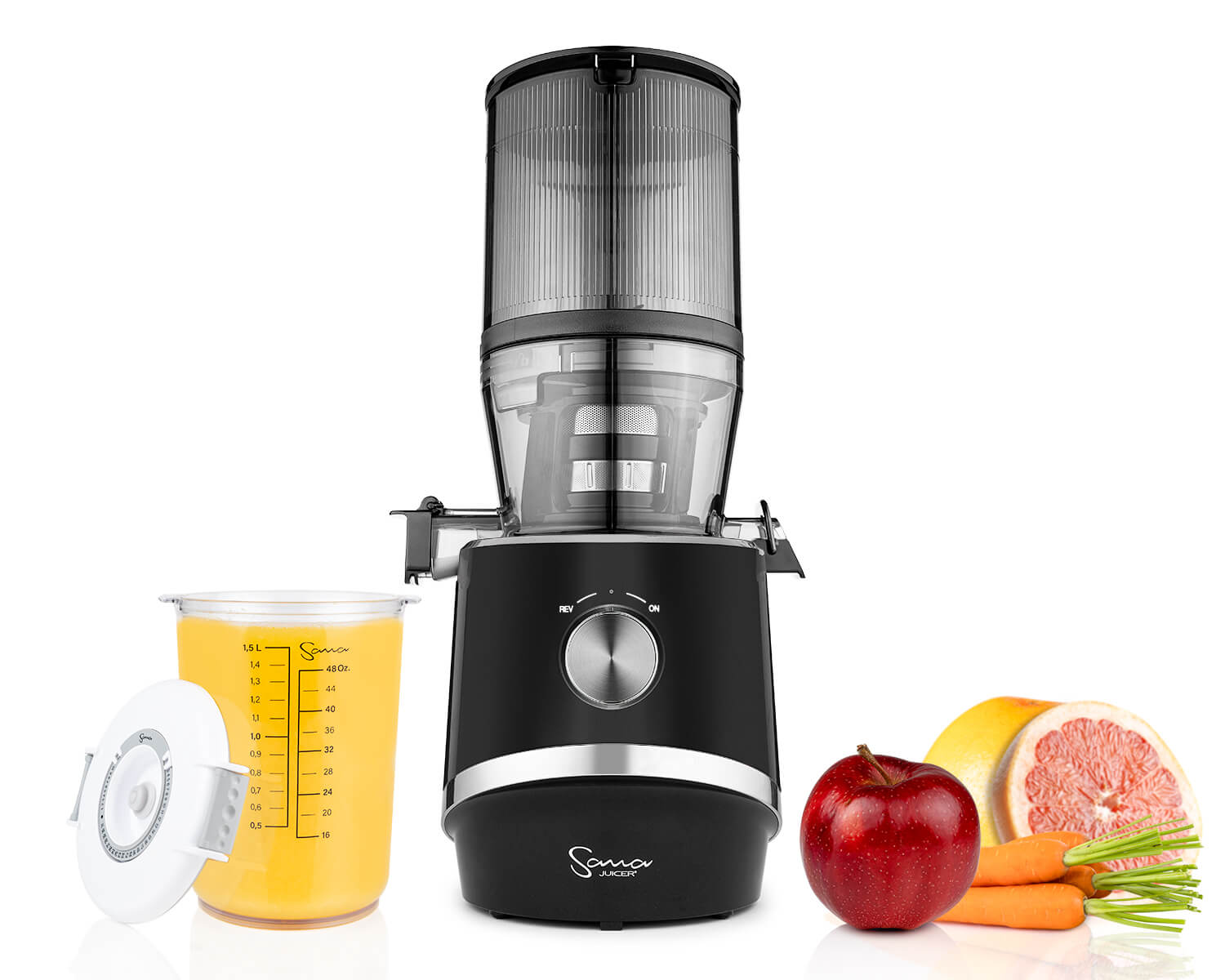 Sana 878 Self Feeding Juicer — Black, 2-Litre Hopper