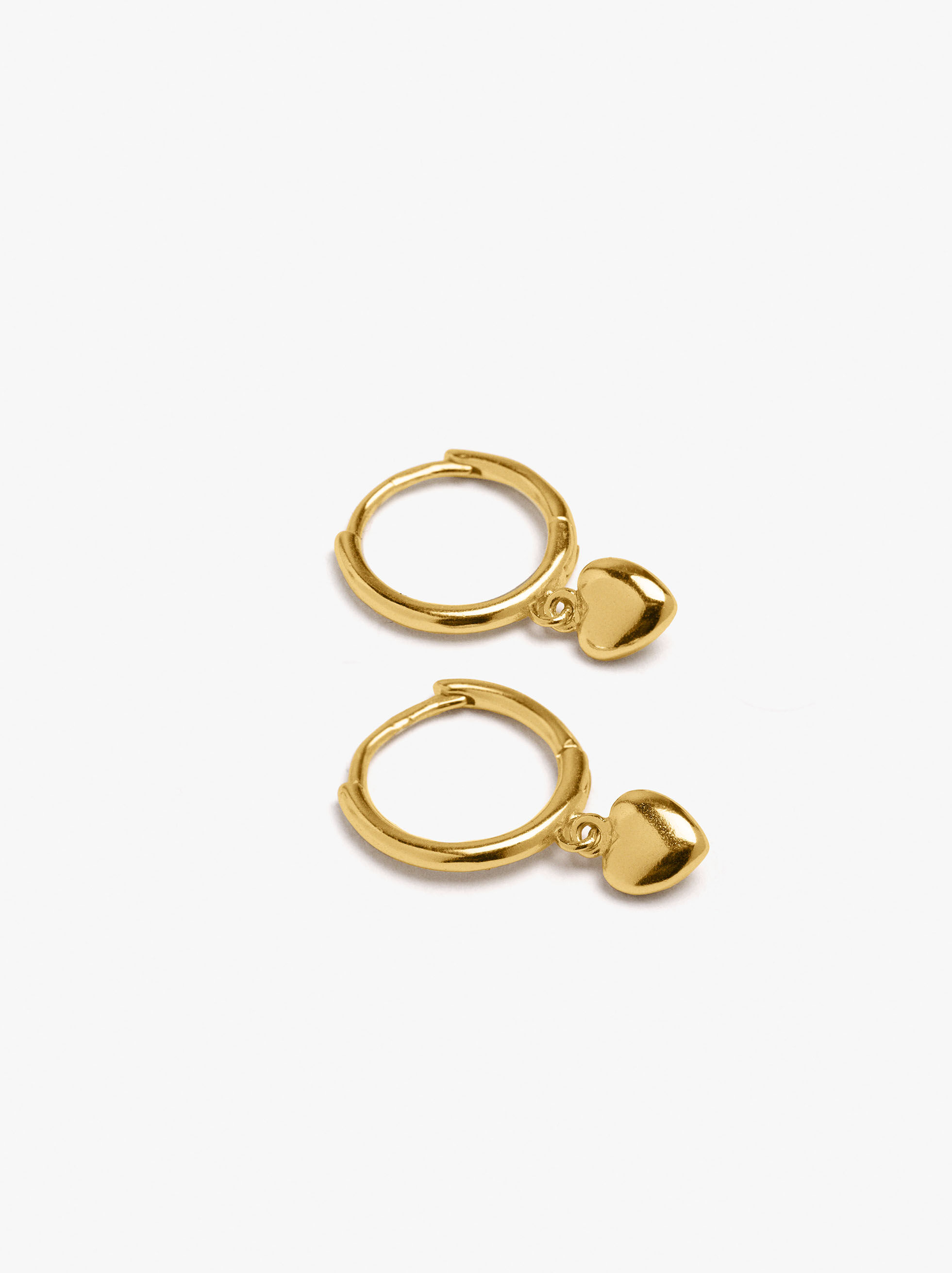 Aros colgantes de corazón baño de oro 18k - plata de ley 925