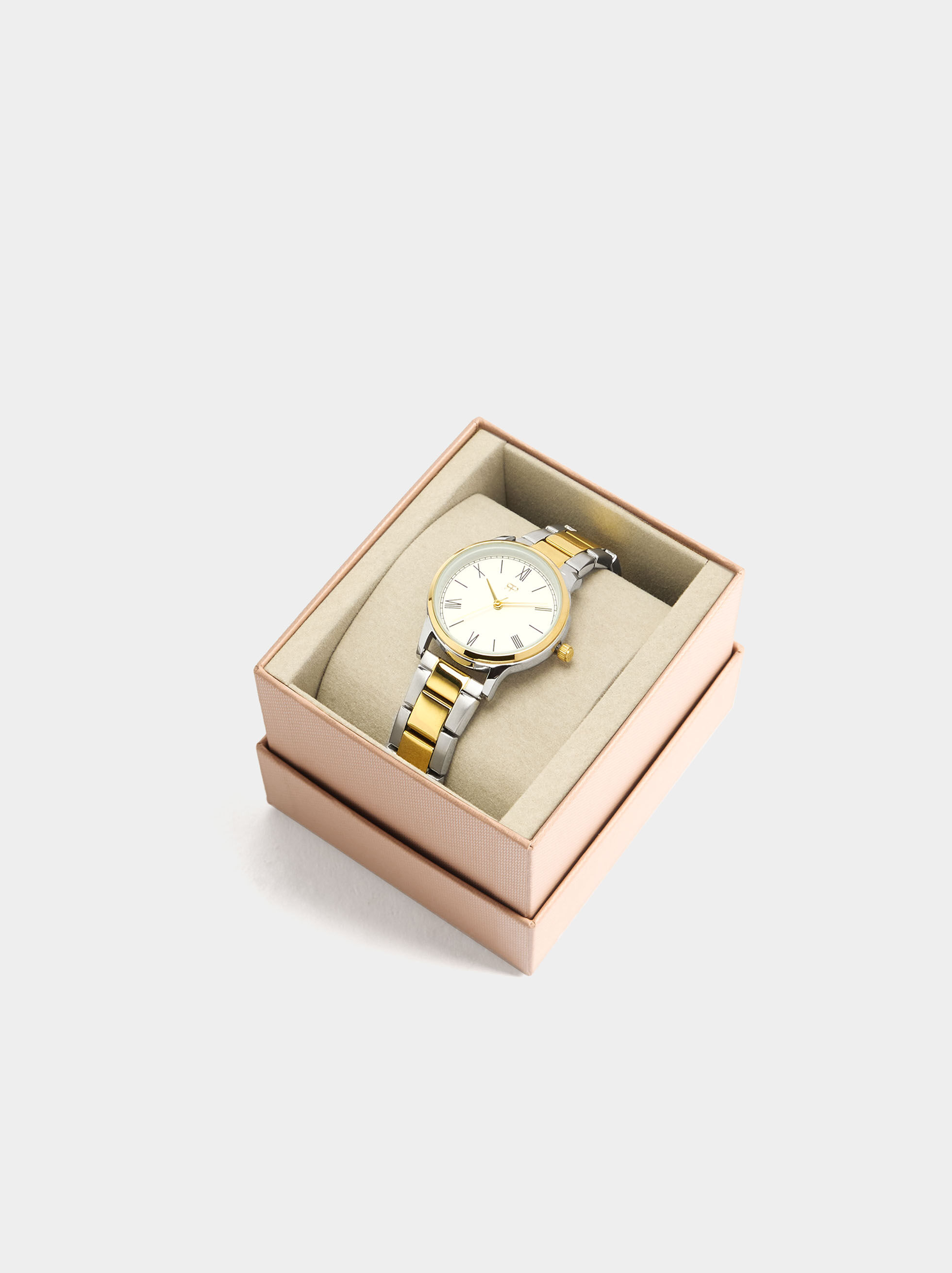 Reloj bicolor con pulsera de acero inoxidable
