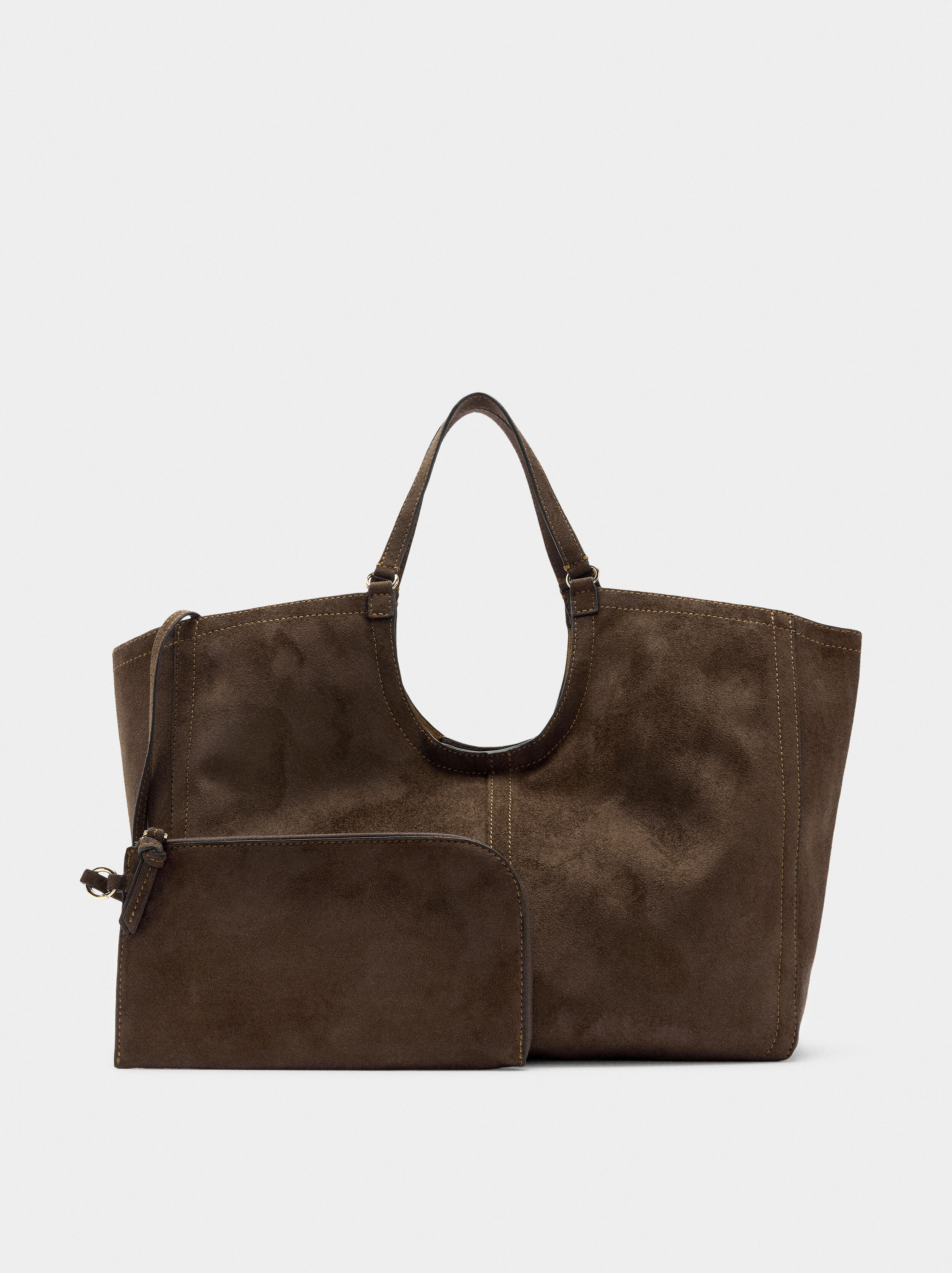 Bolso shopper de aspecto de piel con bolsa
