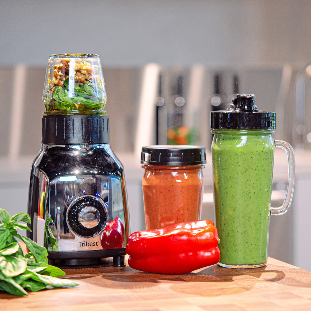 Glass Personal Blender — Stainless Steel Blade, One-Touch Pulse