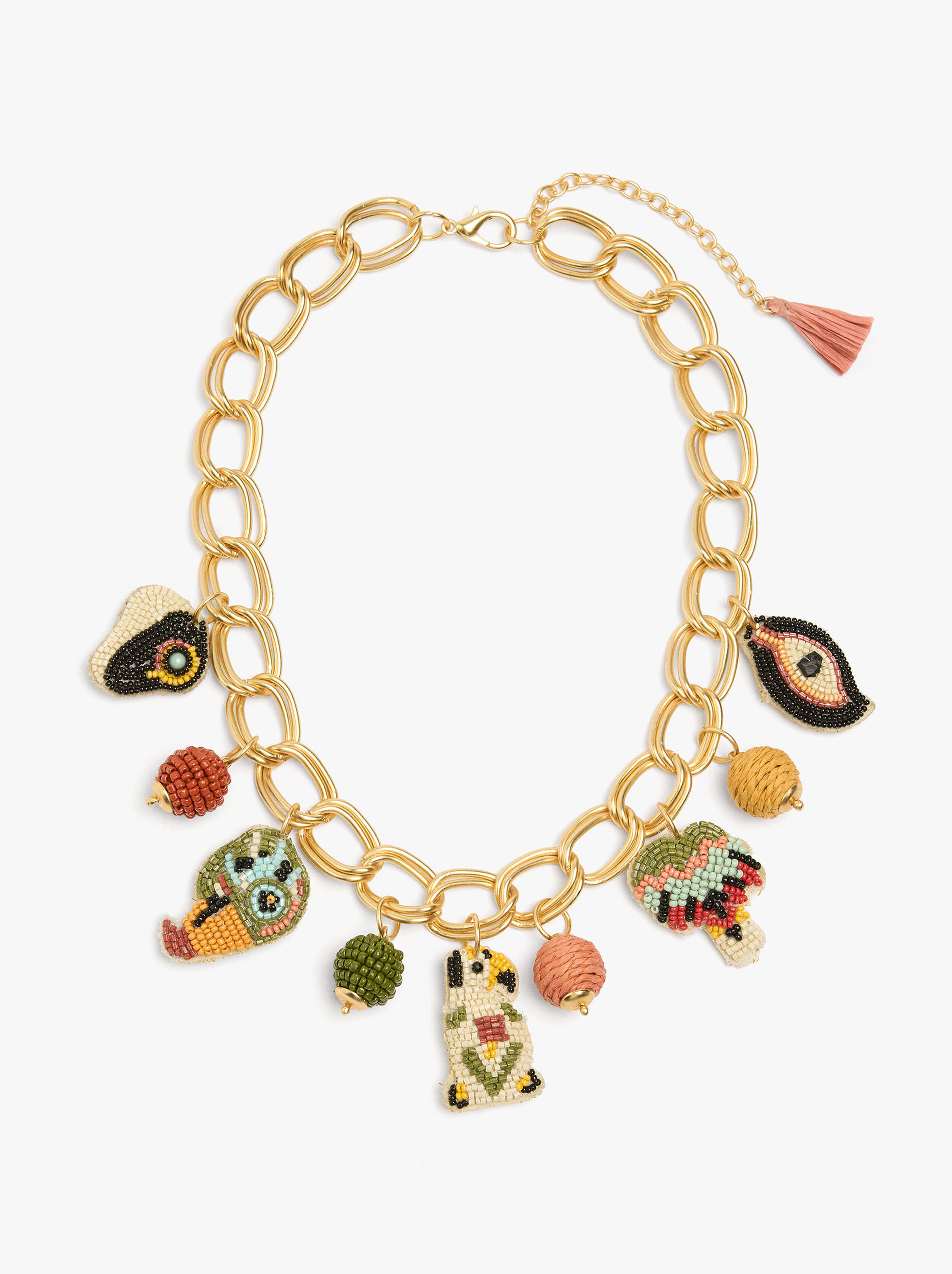 Collar de eslabones con colgantes multicolor