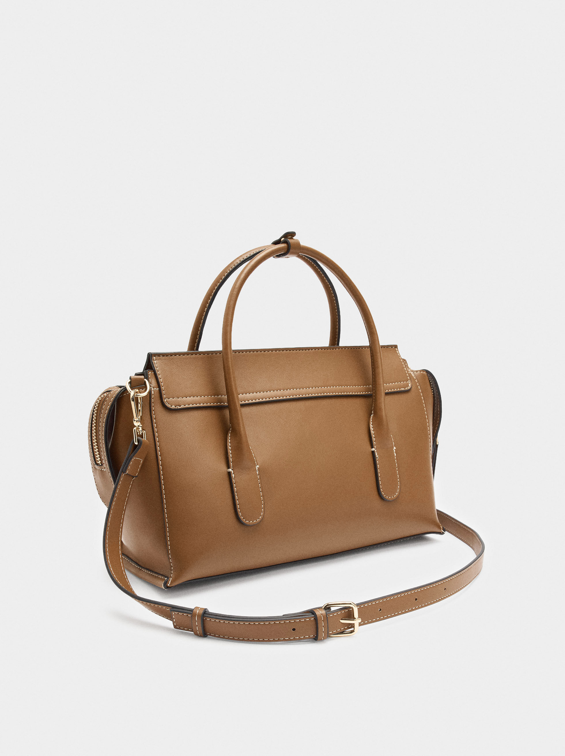 Bolso tote liso con solapa