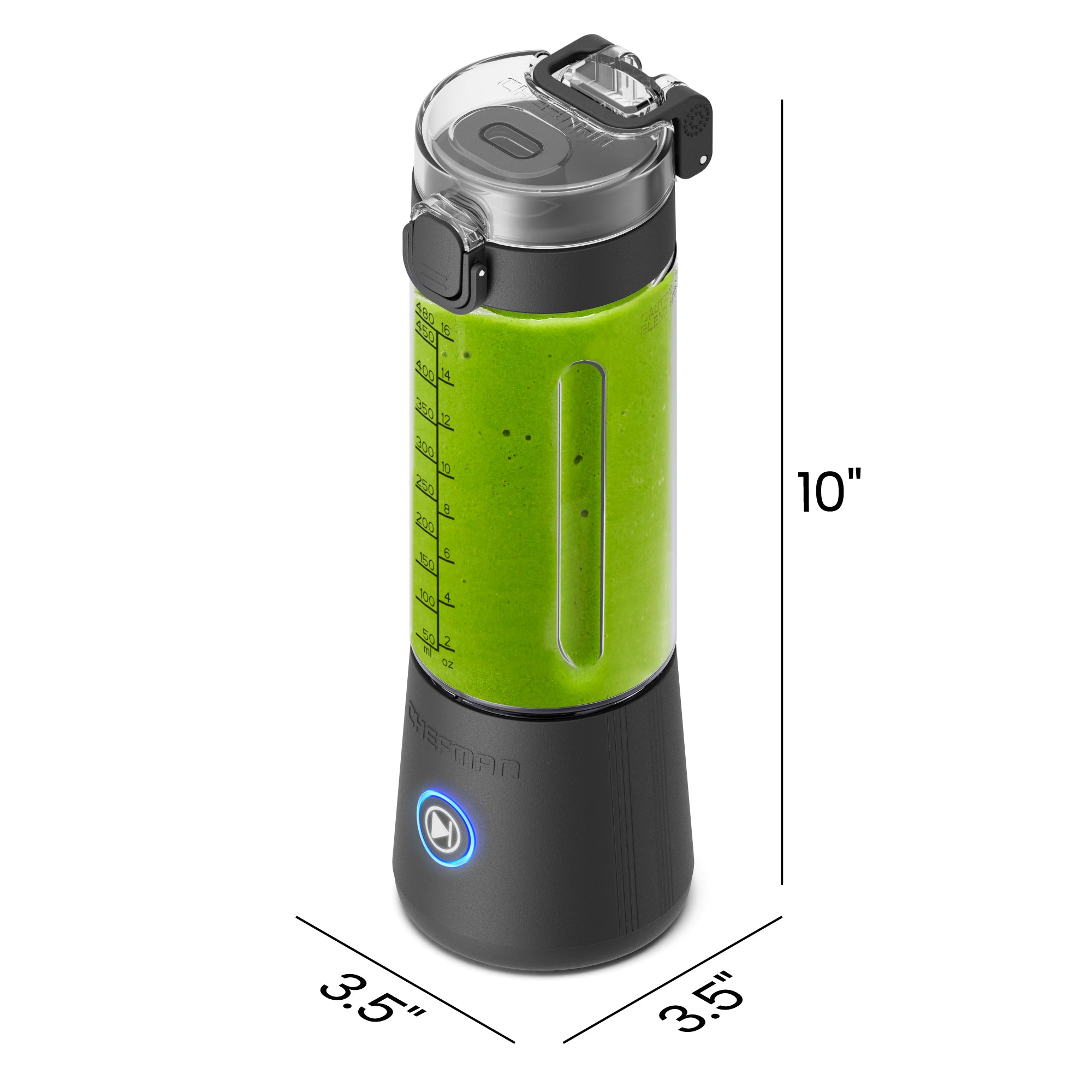 Portable Cordless Blender — 16oz Jar, USB-C Rechargeable