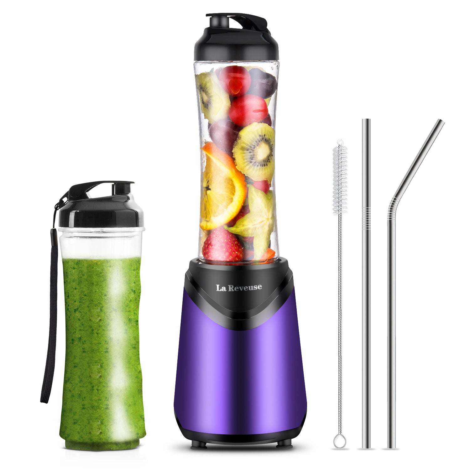 La Reveuse Personal Blender 300W — 18oz BPA Free Bottles, Purple
