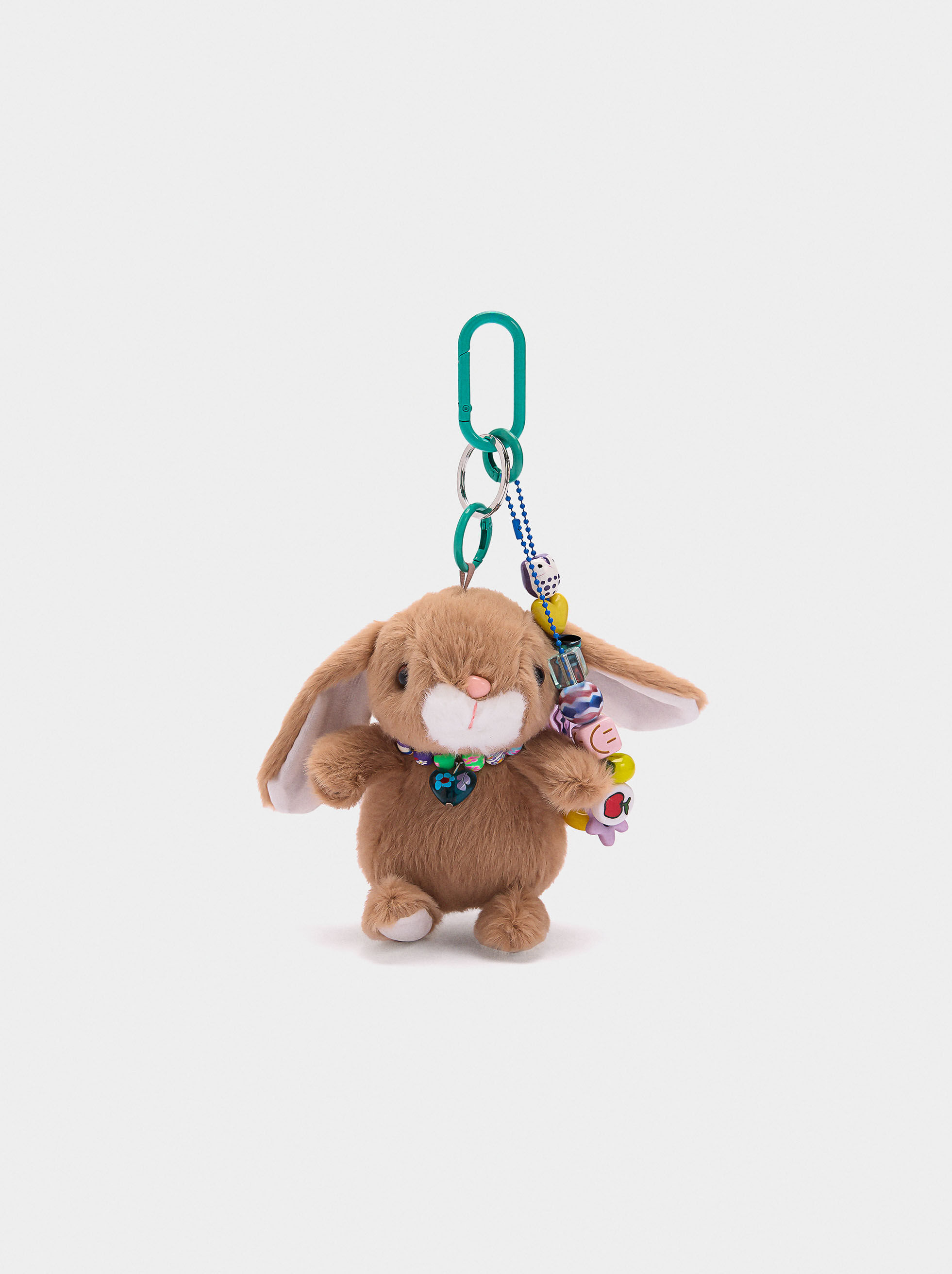 Llavero encantador con forma de conejo y cuentas multicolores
