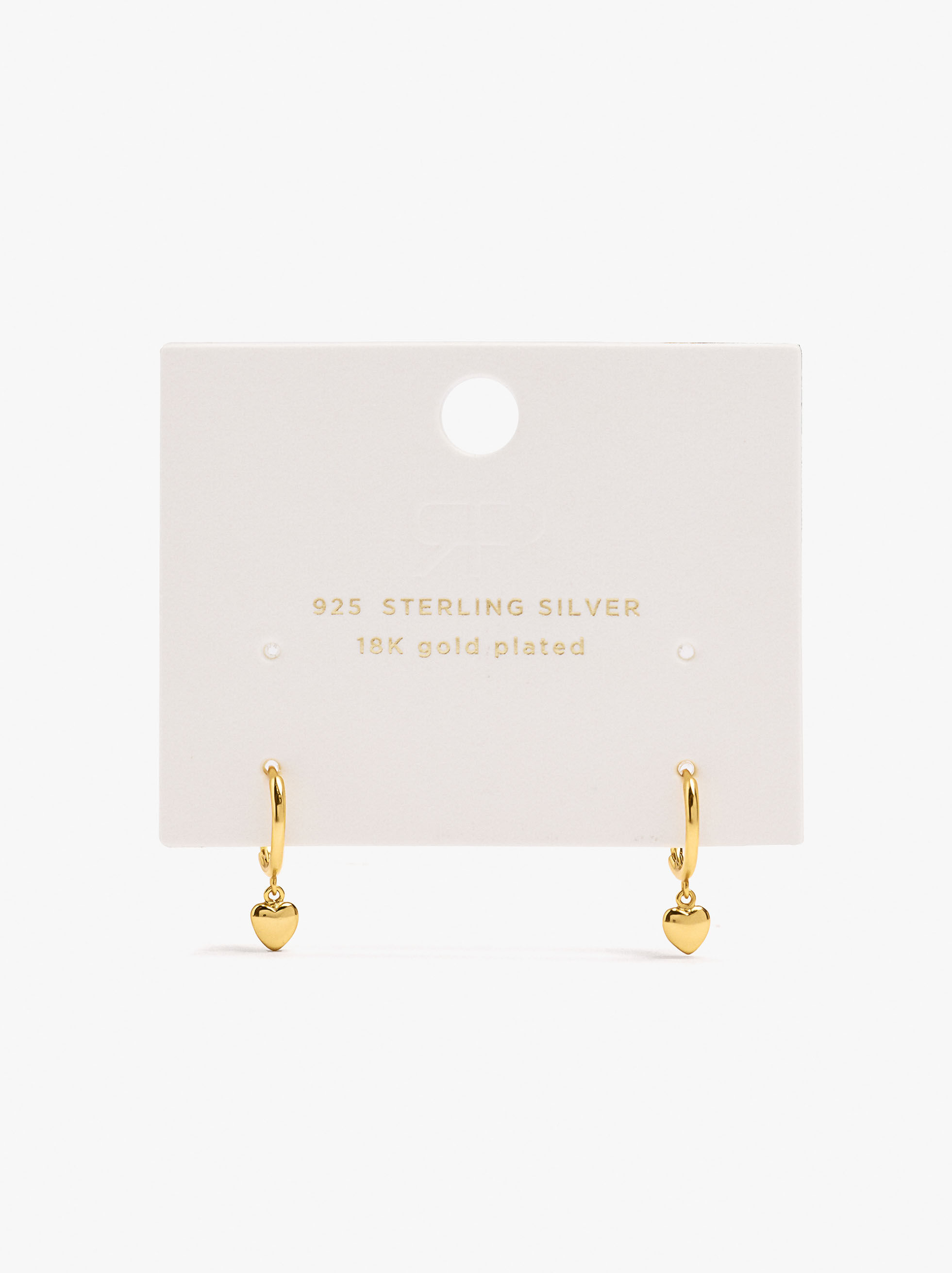 Aros colgantes de corazón baño de oro 18k - plata de ley 925