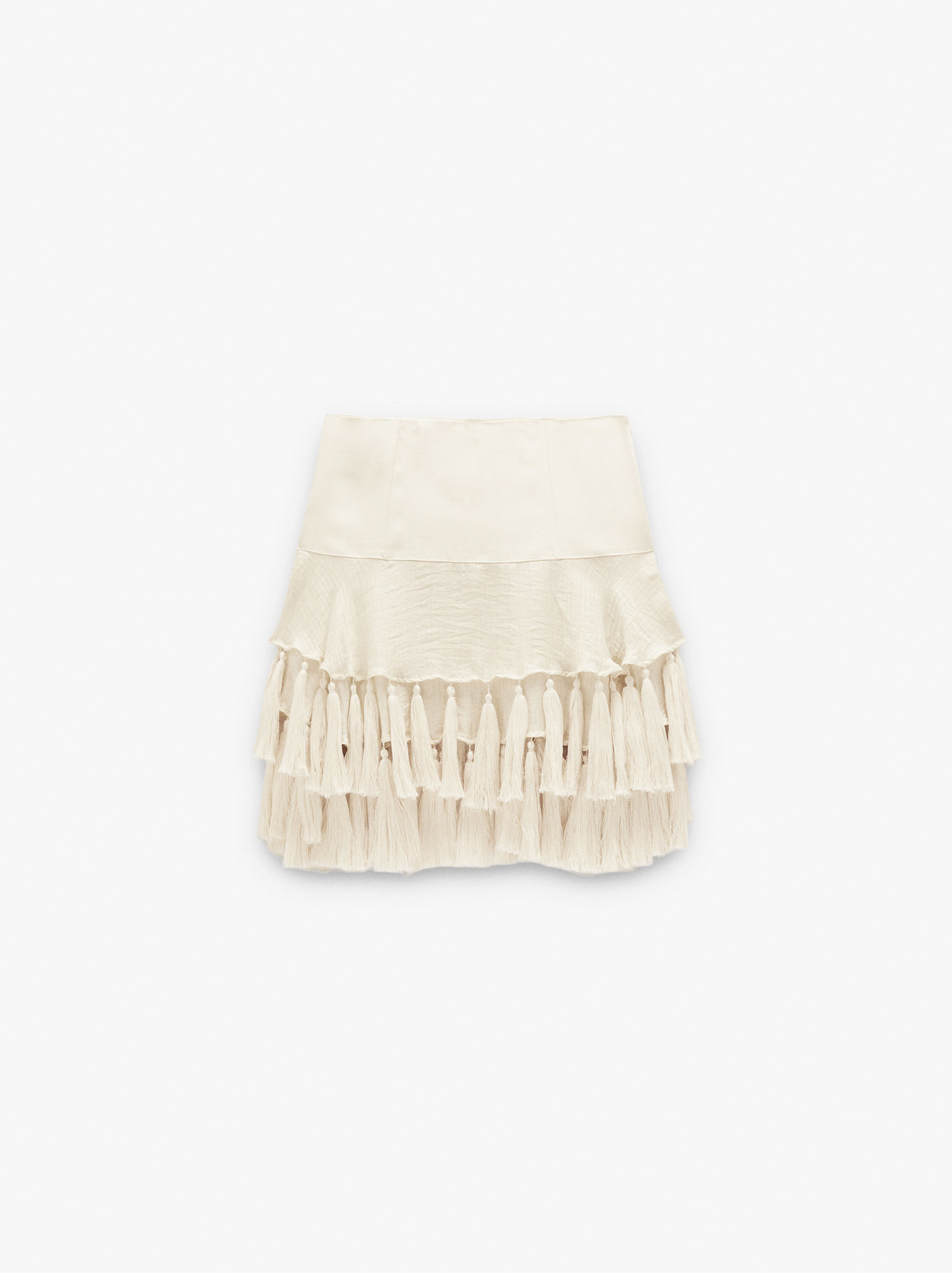 Falda de seda con borlas