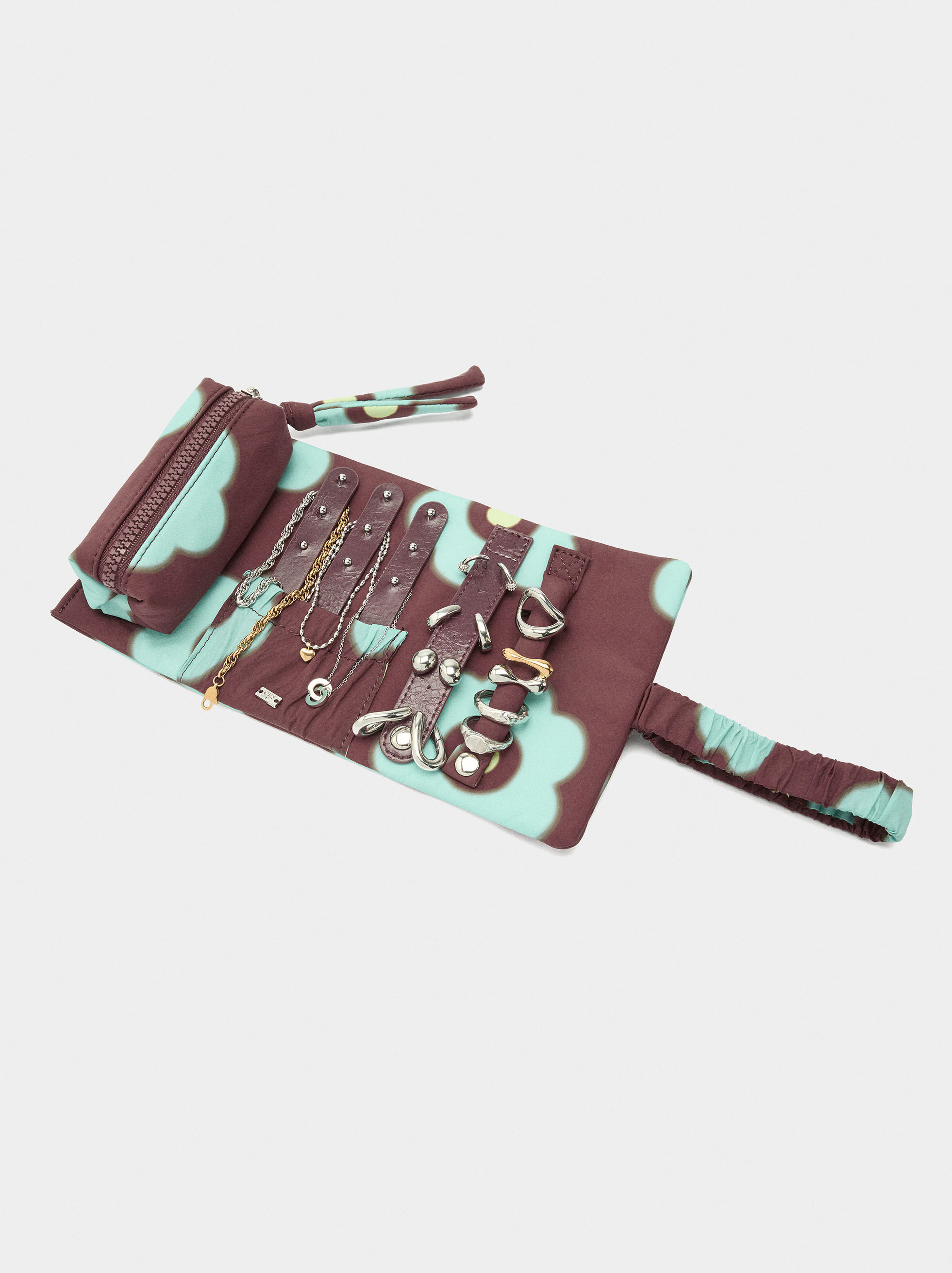 Organizador de joyas enrollable de nailon estampado