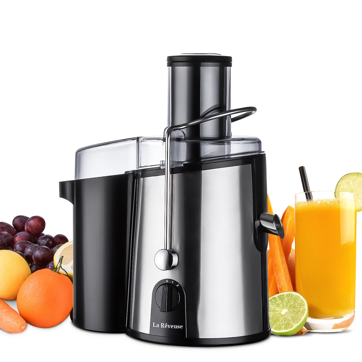 HOMEMAX Centrifugal Juicer — 750W, 3-Inch Wide Mouth