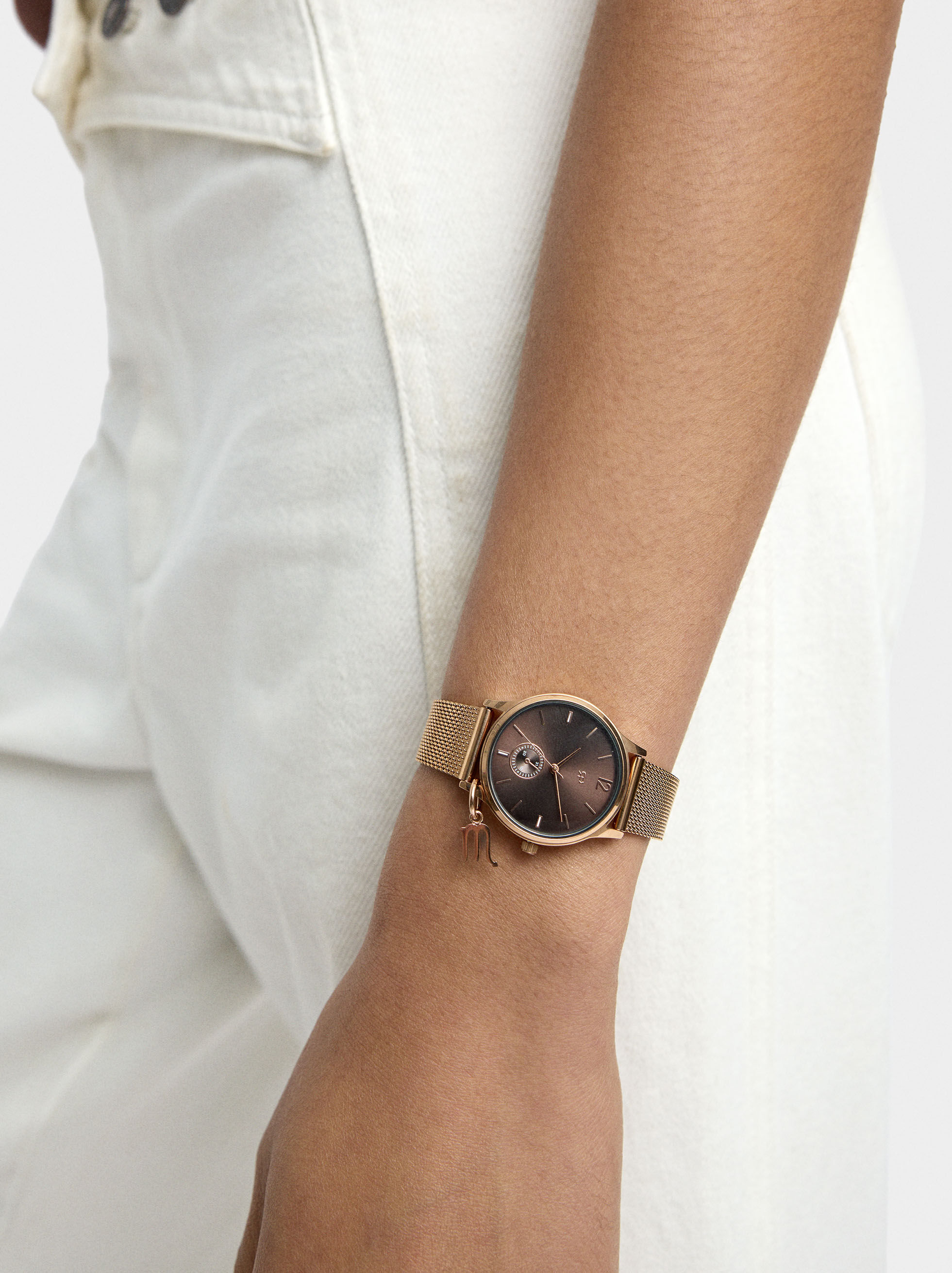 Reloj de pulsera de cadena metálica de acero