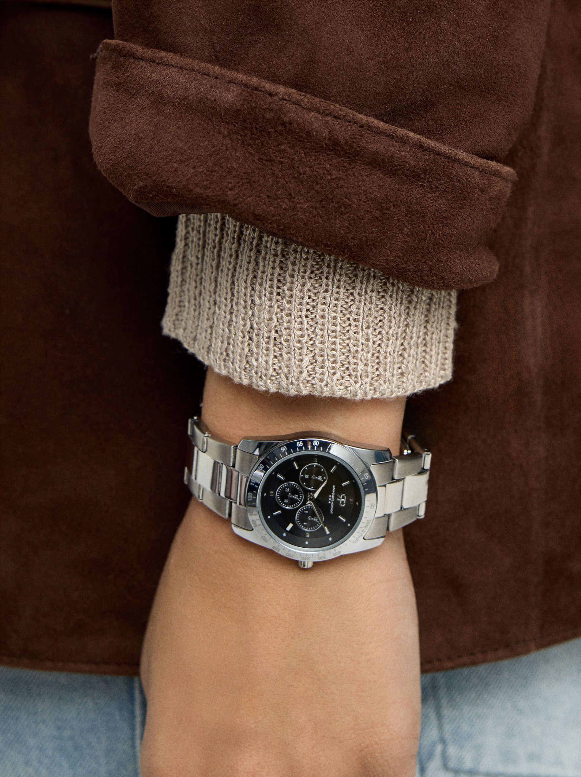 Reloj redondo con pulsera de acero inoxidable