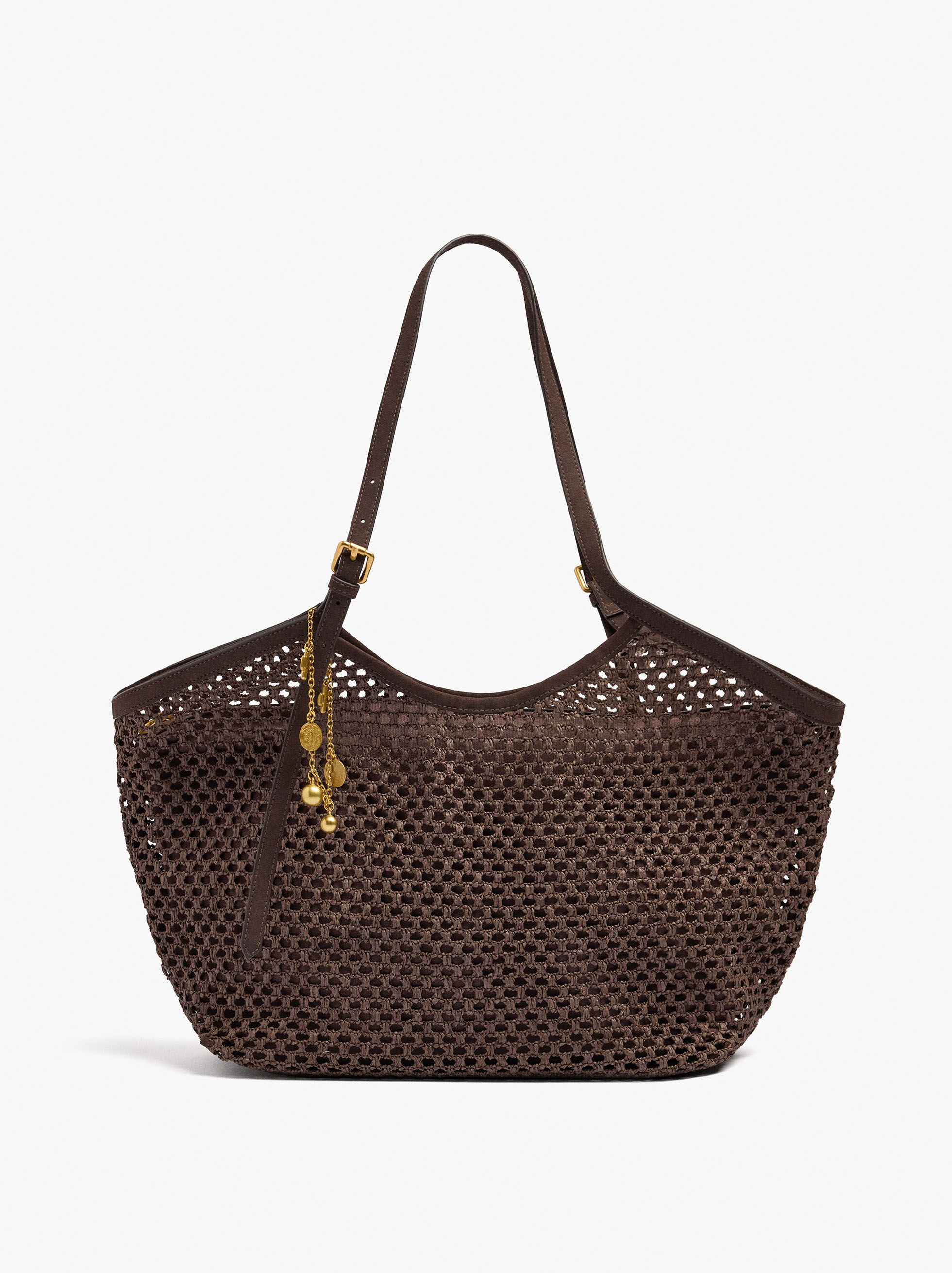 Bolso shopper con efecto paja con cadena colgante