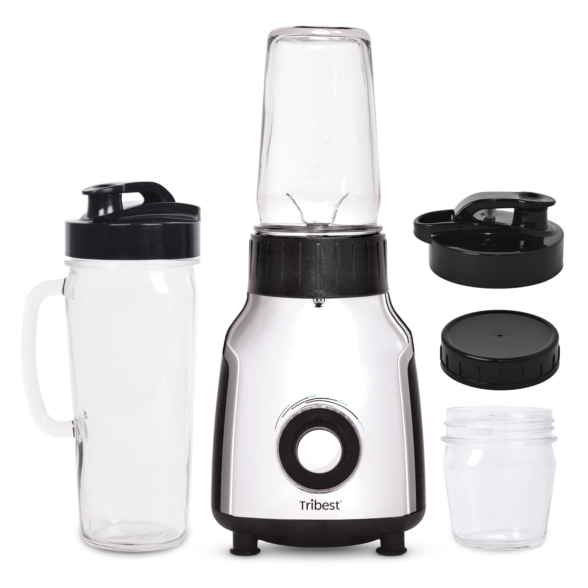Glass Personal Blender — Stainless Steel Blade, One-Touch Pulse