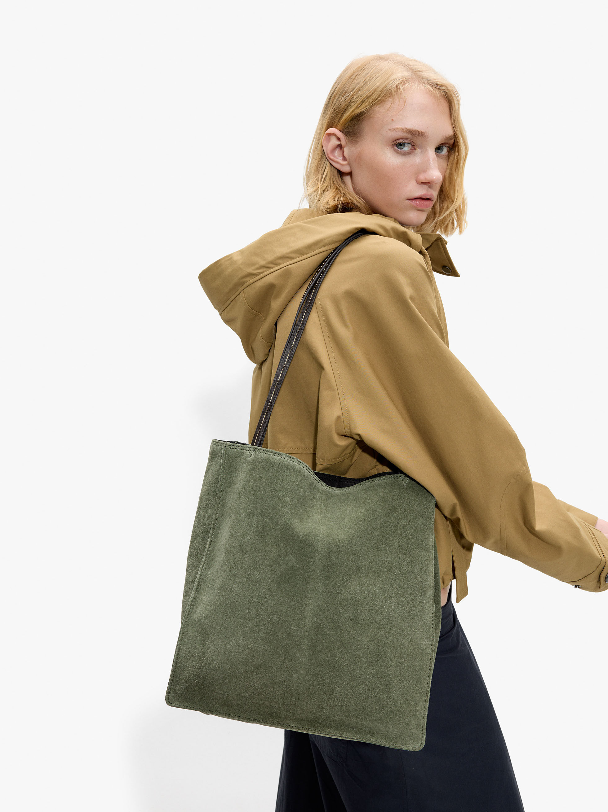 Bolso shopper rectangular de cuero