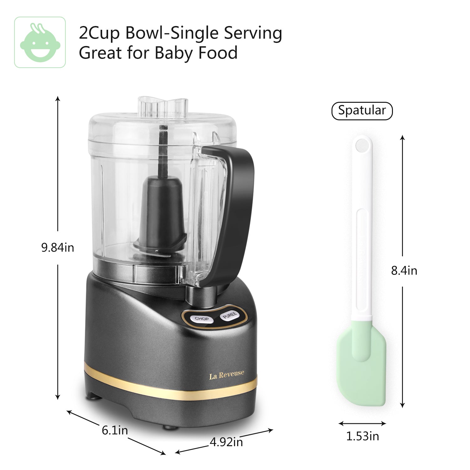 La Reveuse Electric Mini Food Processor — 200W, Mini Chopper