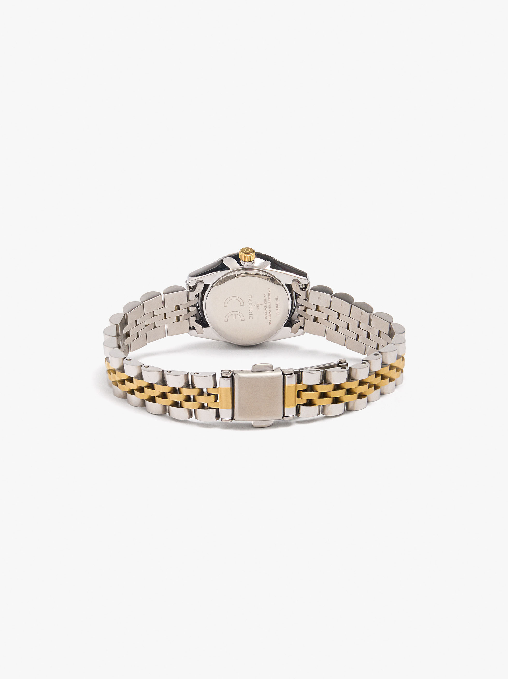 Reloj bicolor con brazalete de acero inoxidable