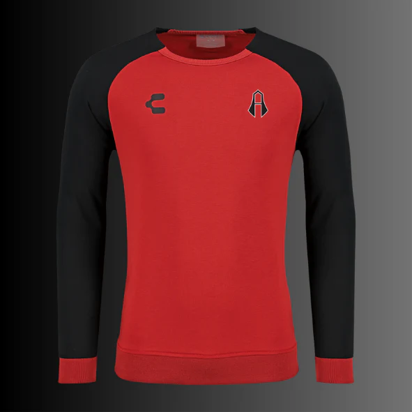 SUÉTER CHARLY SPORT FÚTBOL EQUIPAMIENTO ATLAS 25/26 COLOR ROJO NEGRO PARA HOMBRE
