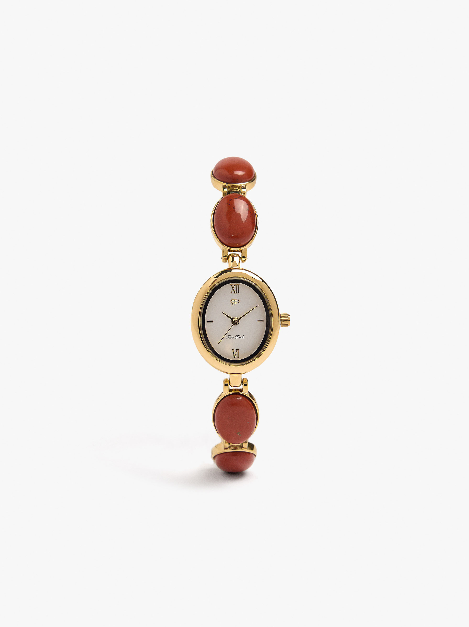 Reloj oval con pulsera de piedras