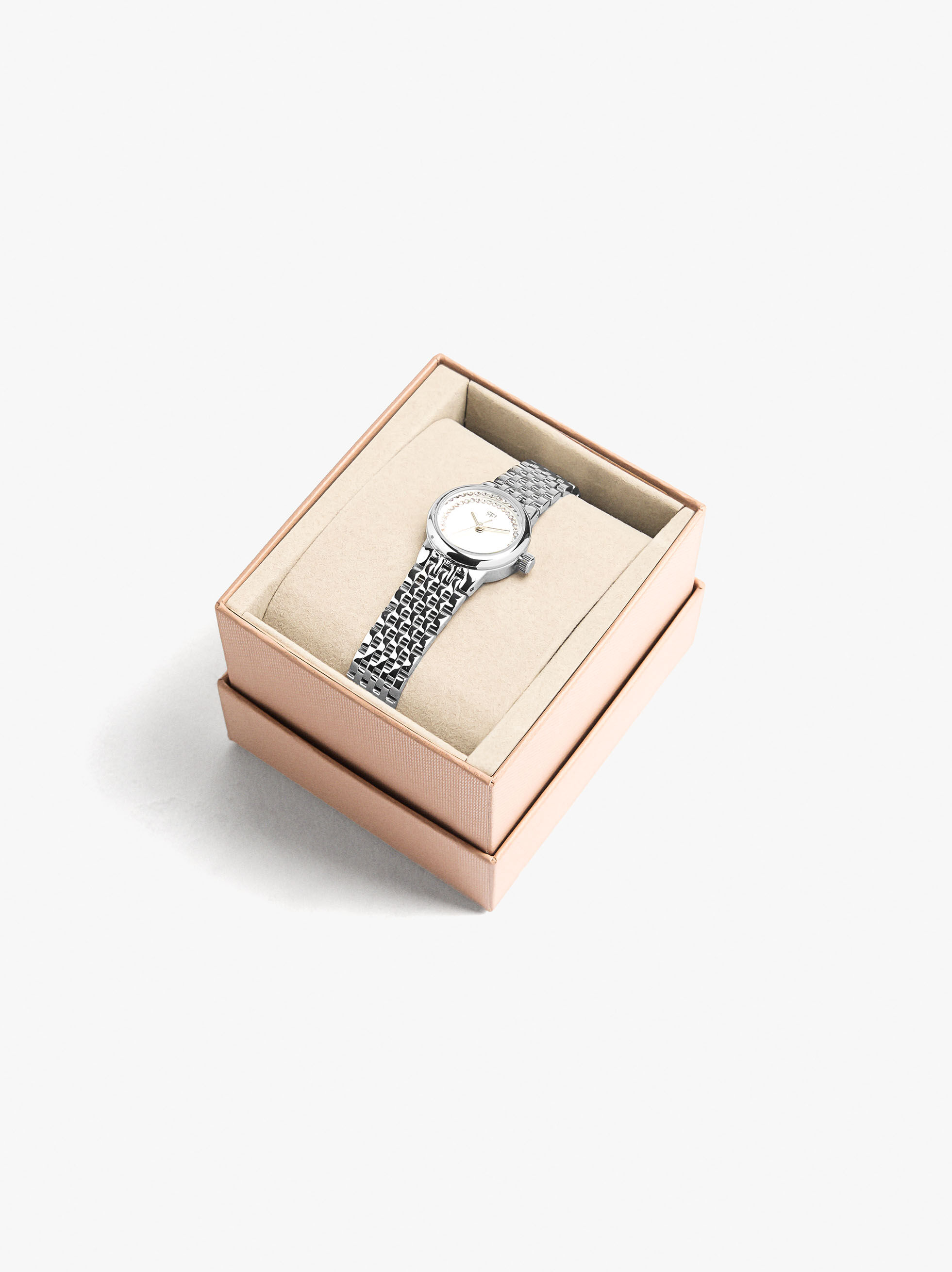 Reloj con cristales y pulsera de acero inoxidable
