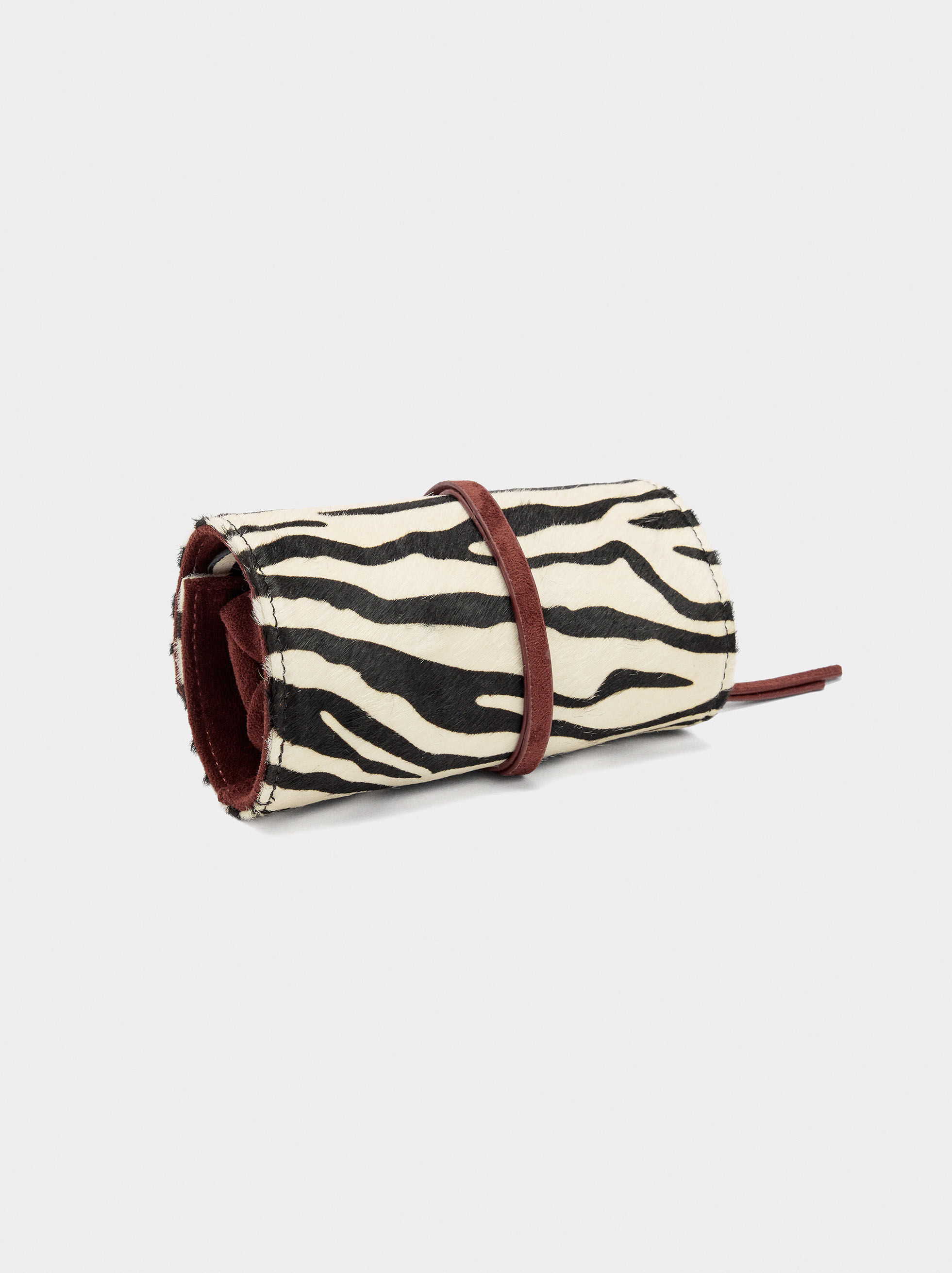 Organizador de joyas de piel con pelo
