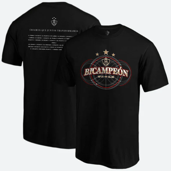 PLAYERA CONMEMORATIVA ATLAS FC BICAMPEÓN AP21-CL22