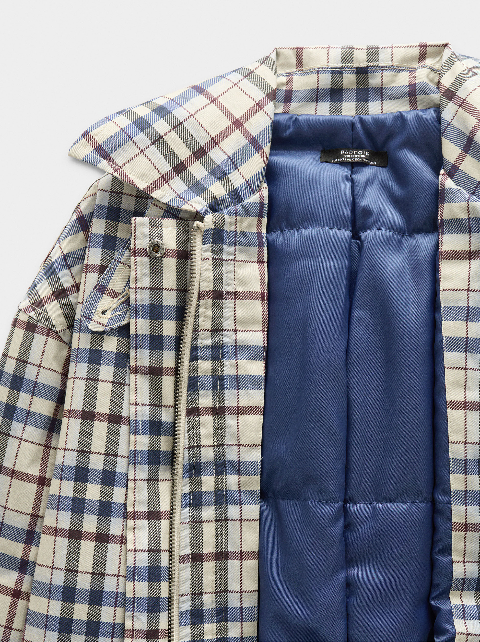 Parka de algodón cuadriculada