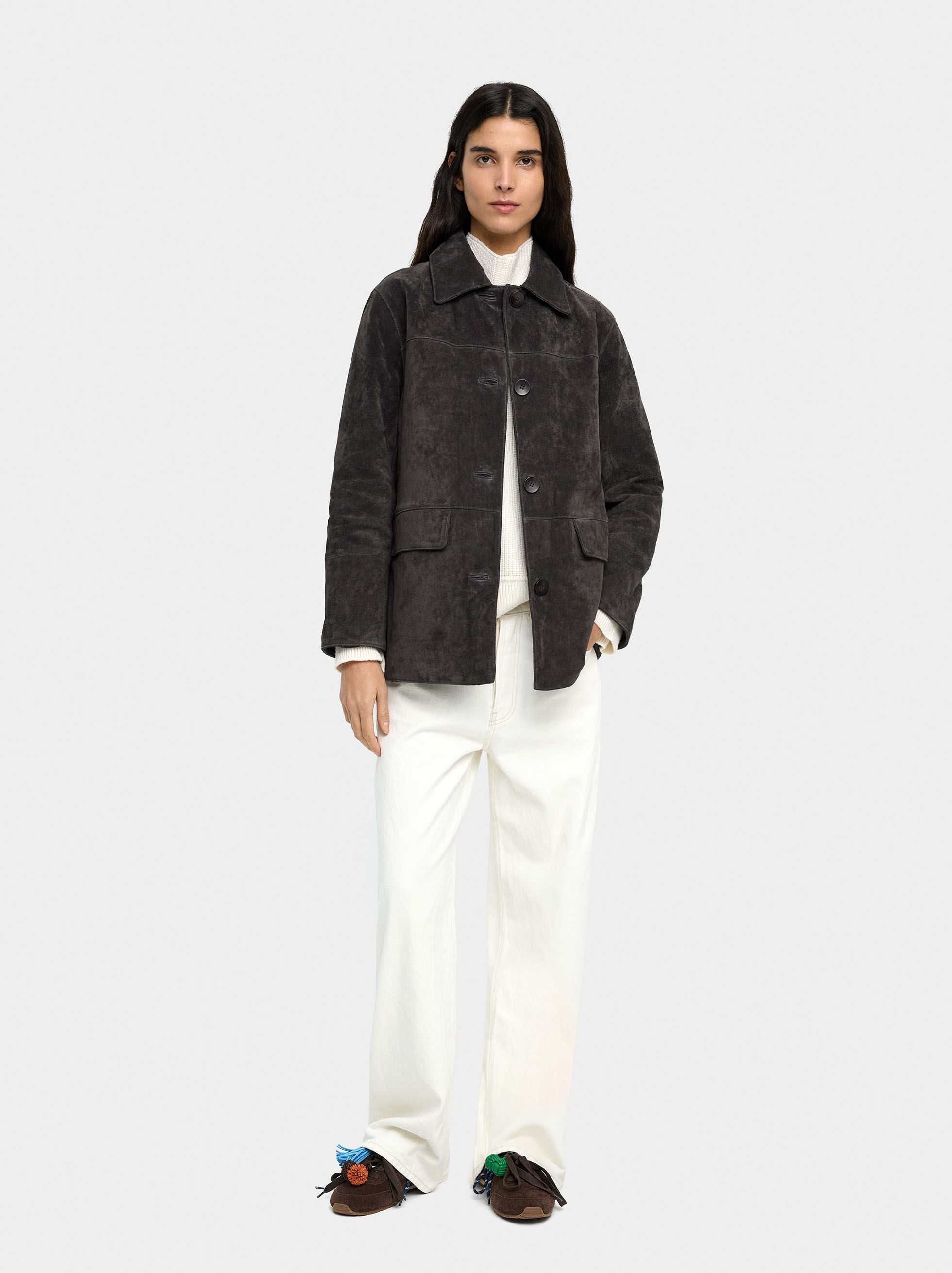 Chaqueta de piel con botones Chaqueta de piel con botones