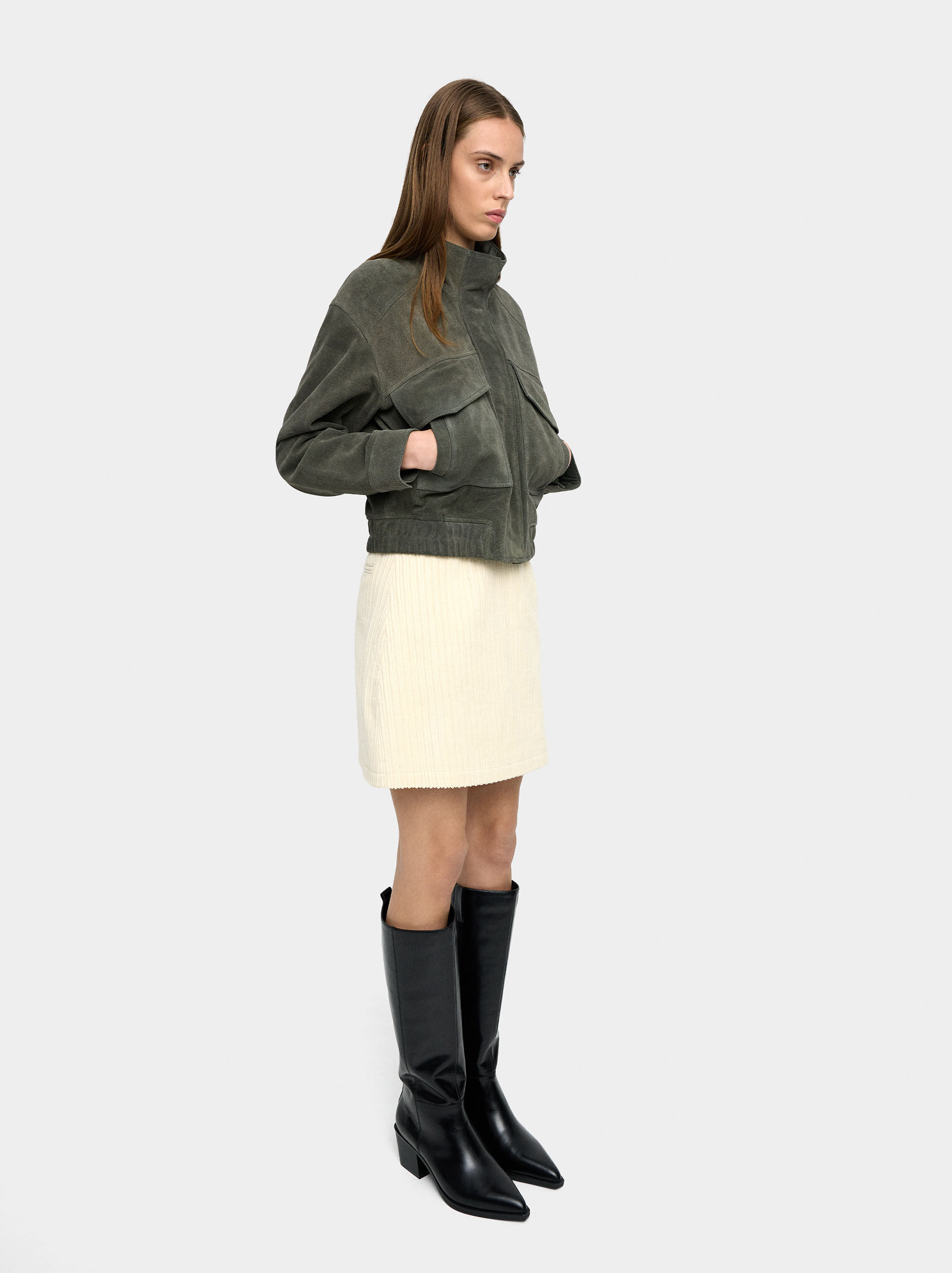Botas de caña alta con tacón de piel