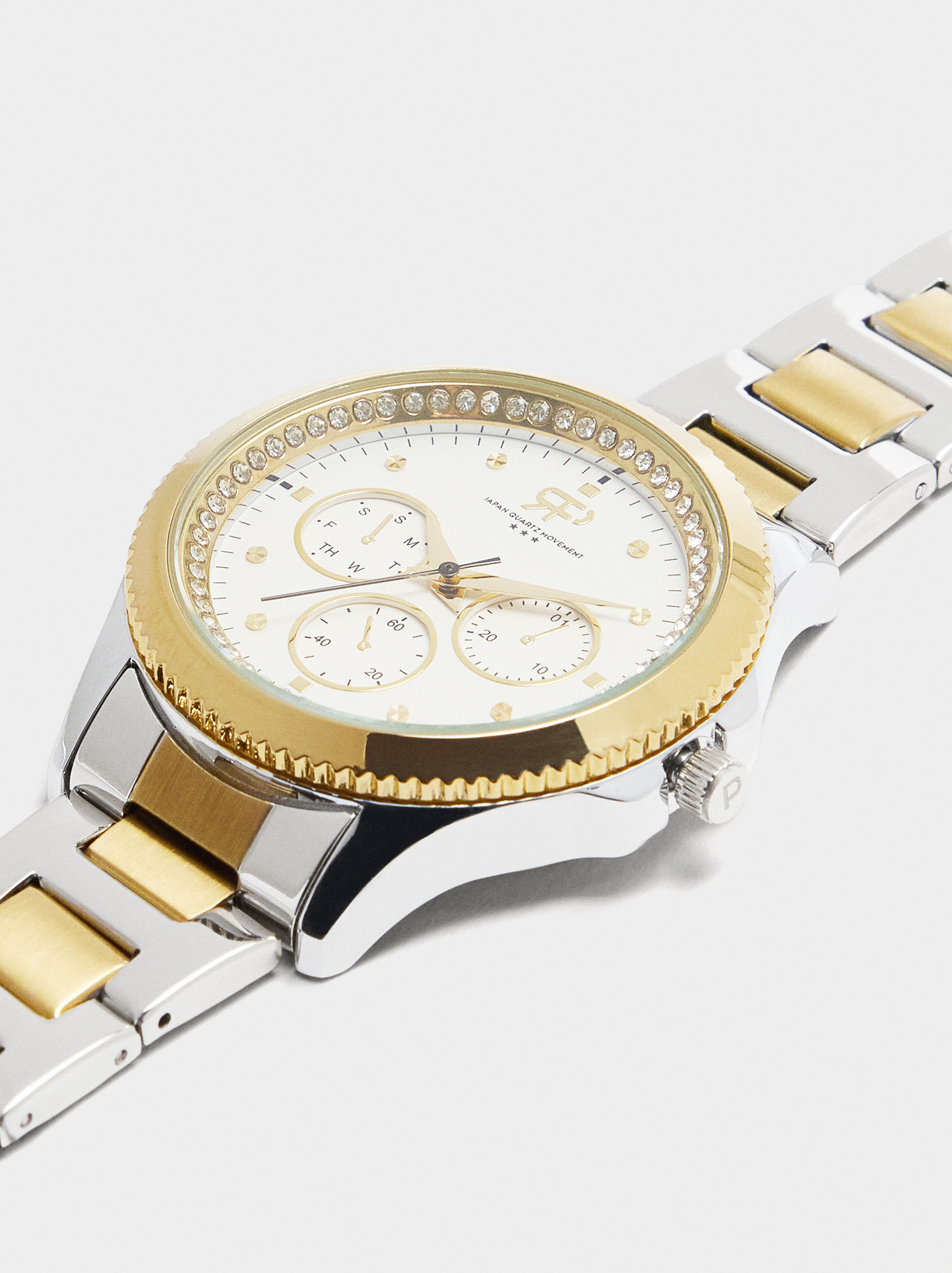 Reloj bicolor con pulsera de acero inoxidable