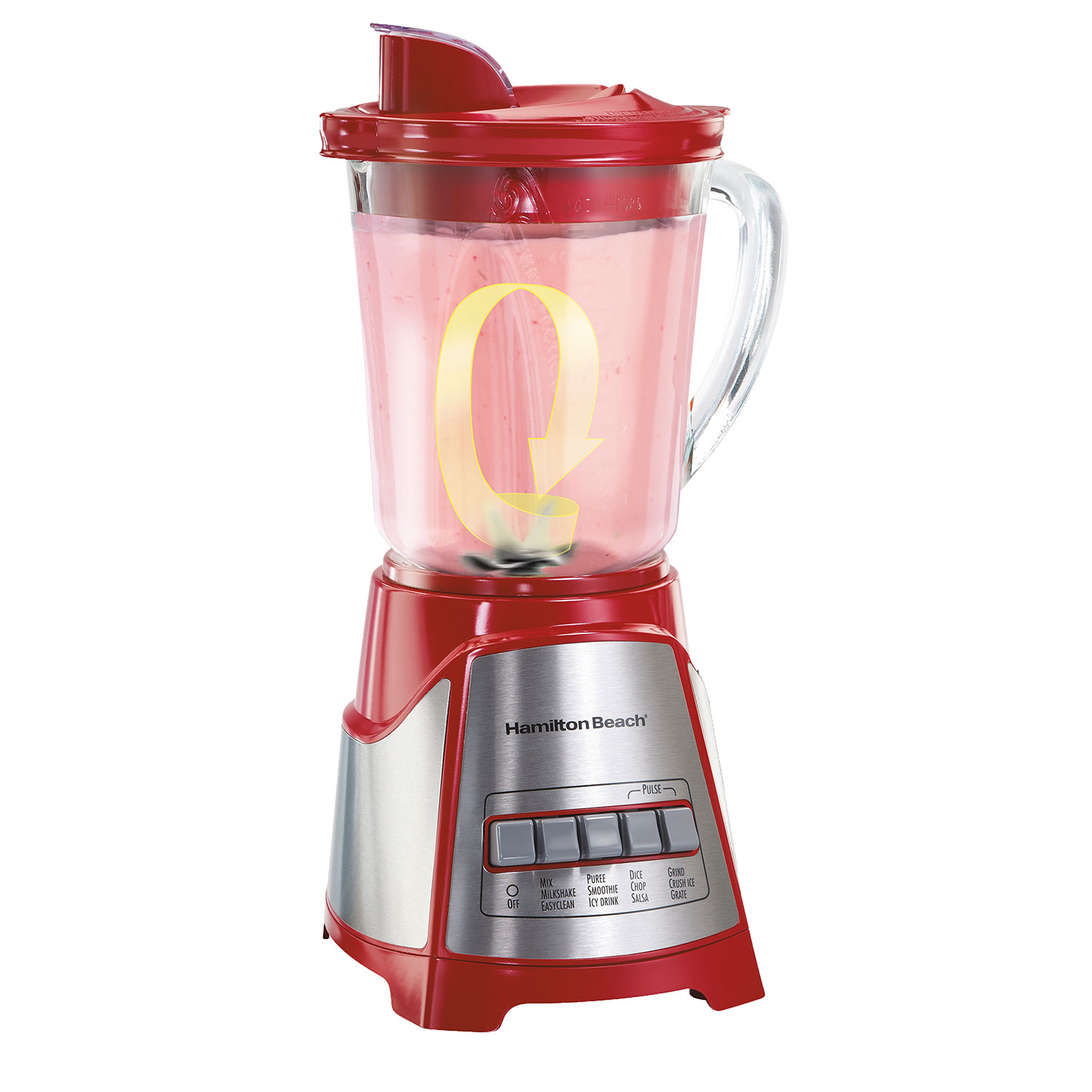 Hamilton Beach 700W 12 Function Blender & Chopper — 40oz Glass Jar, Red