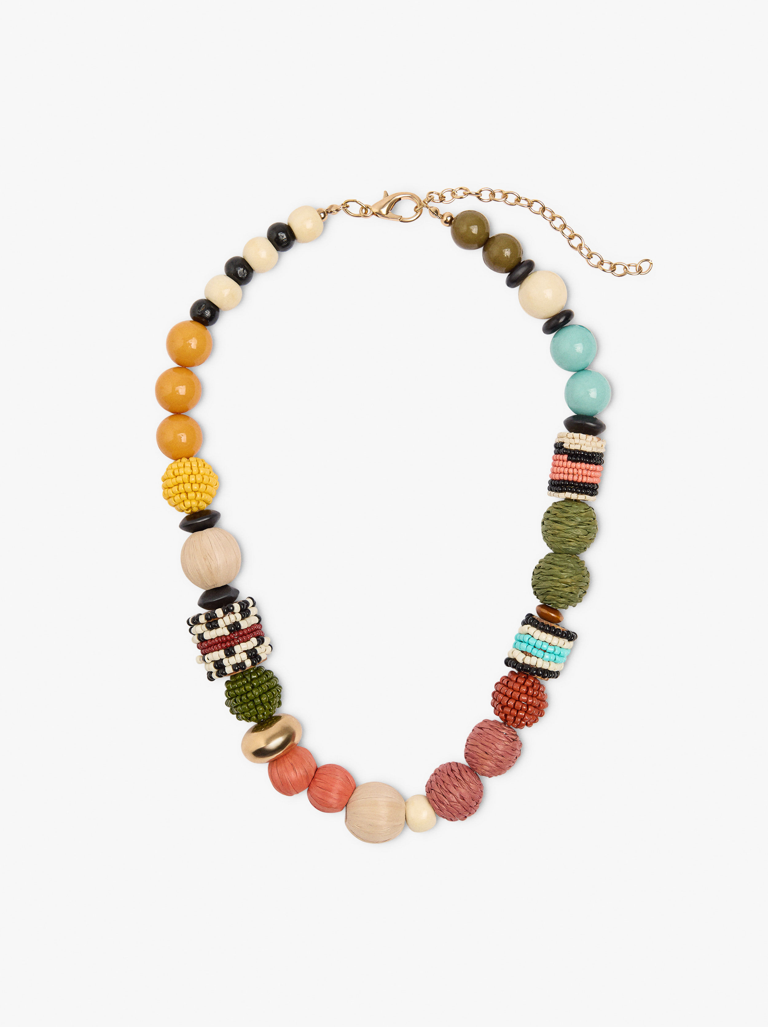 Collar multicolor con cuentas de caña y madera