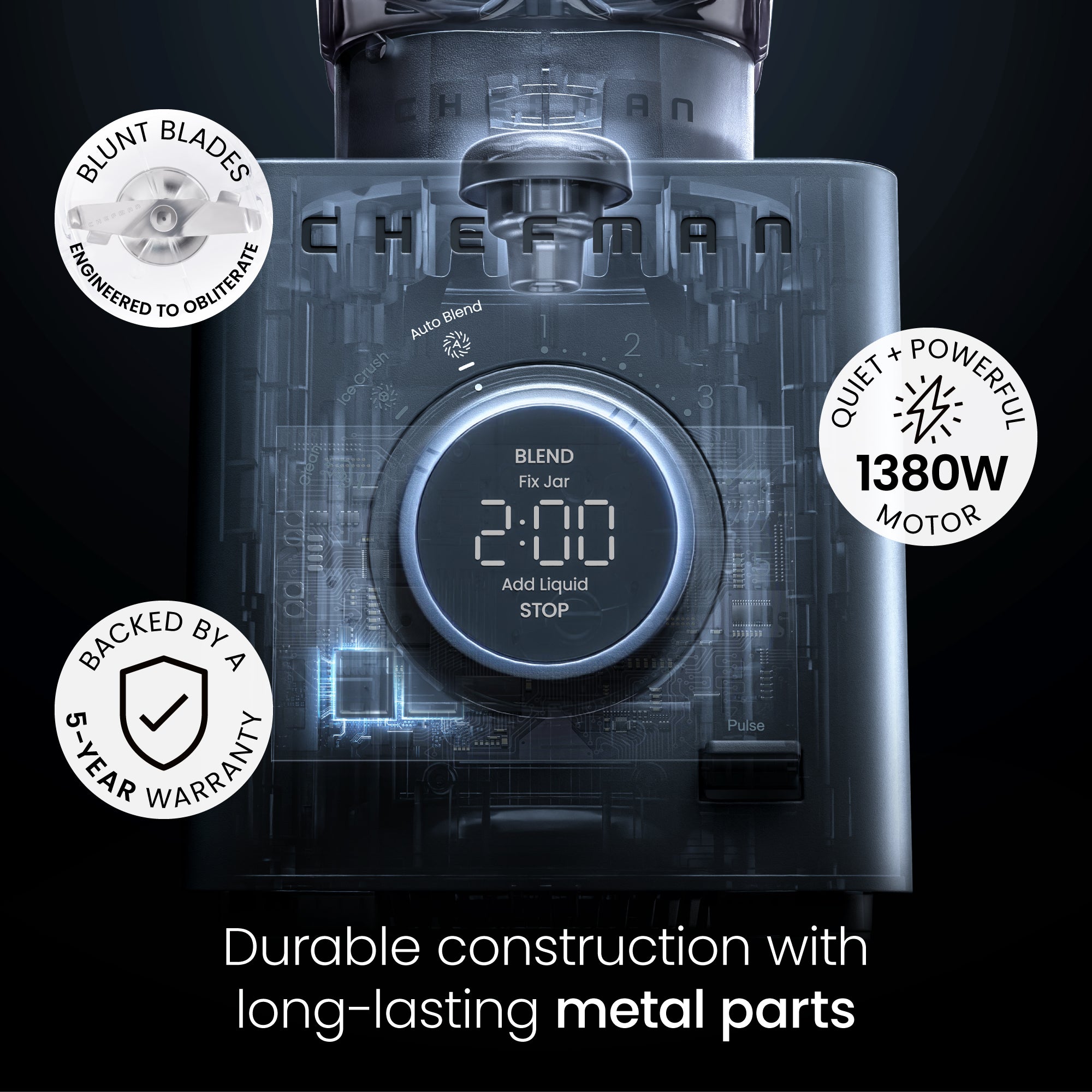 Obliterator 48oz Power Blender — 1380W, Auto Blend | Full-Size Blender