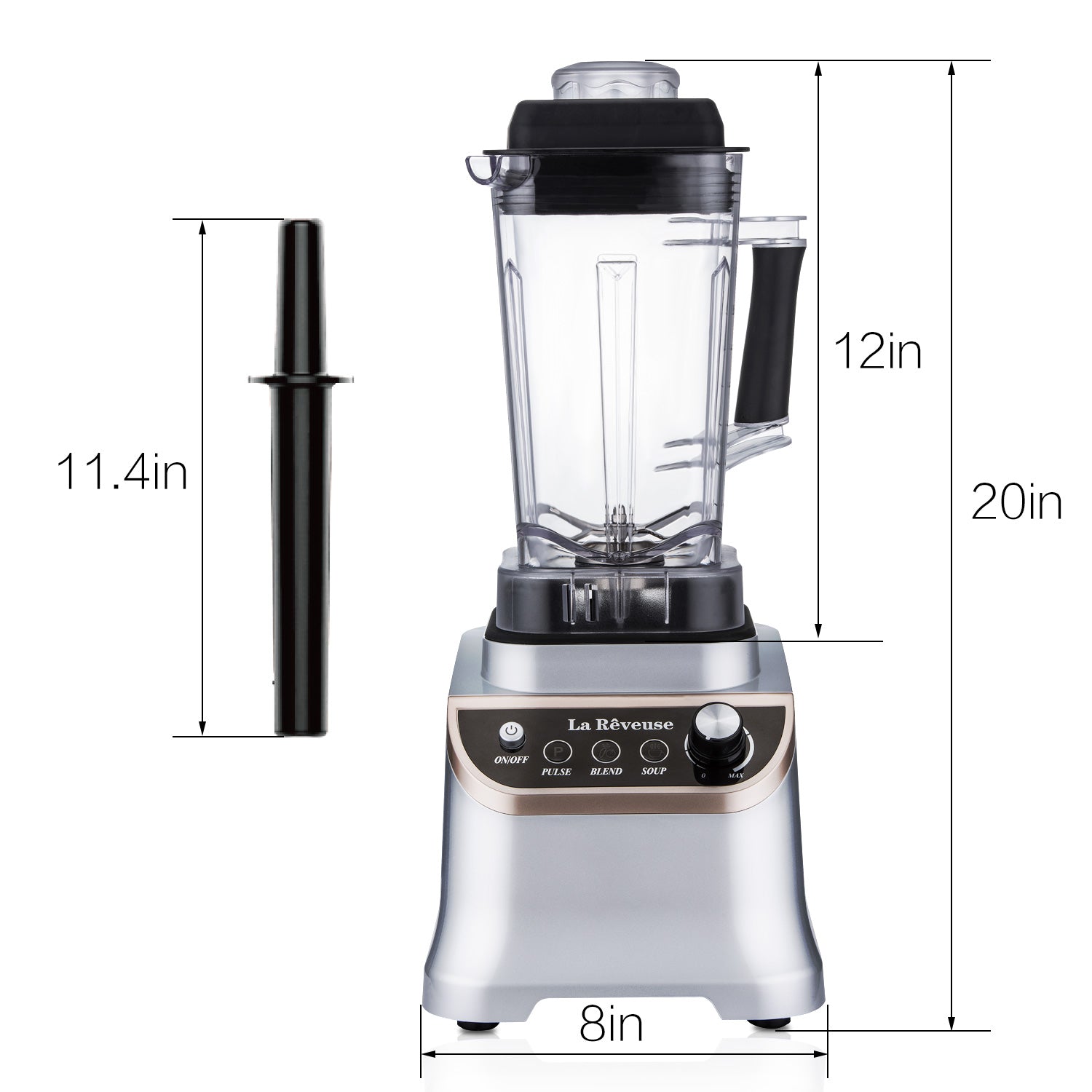 La Reveuse Food Processor Ice Crusher 1200W Blender — 51.25oz, Stainless Steel Blade