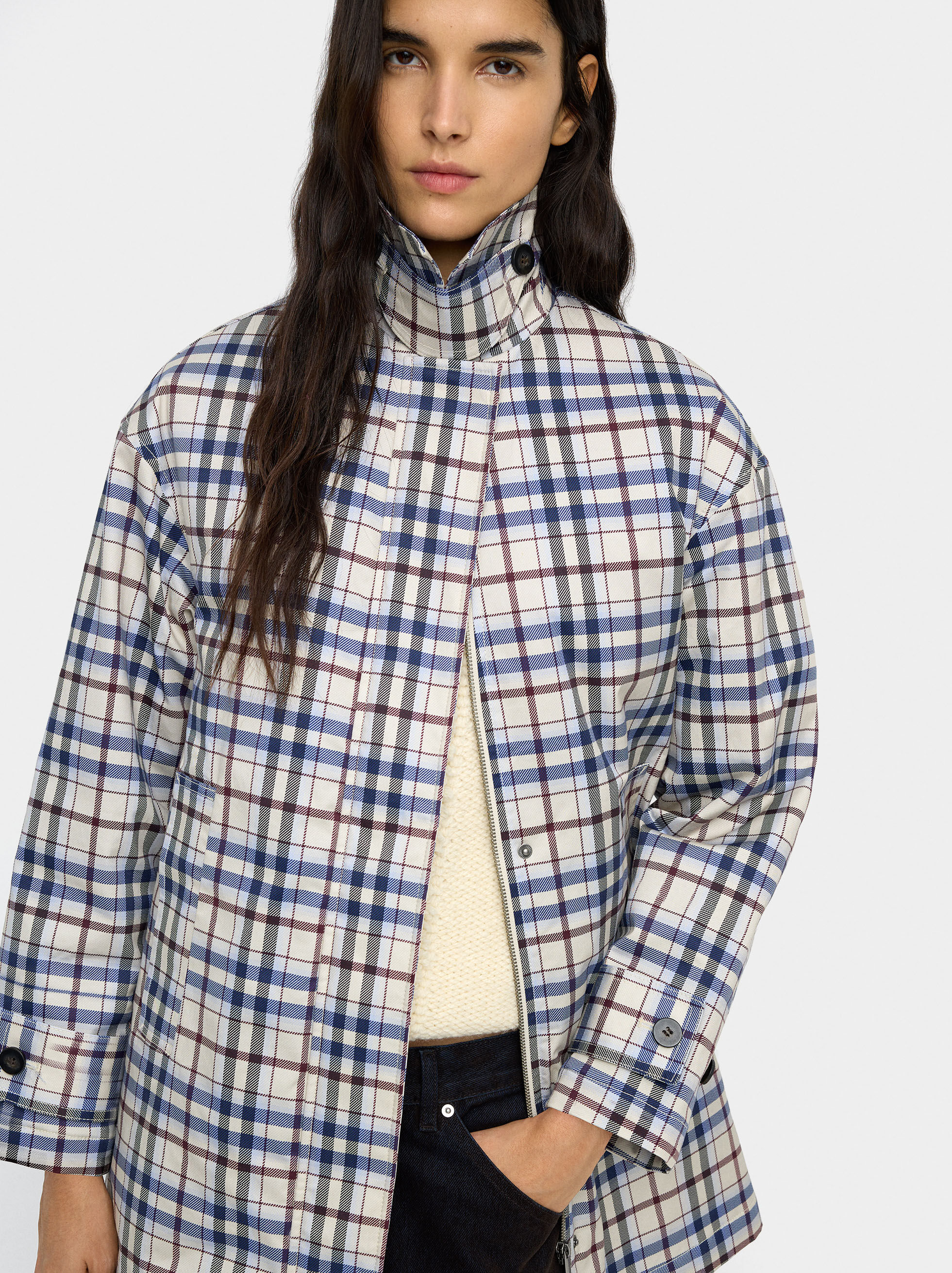 Parka de algodón cuadriculada