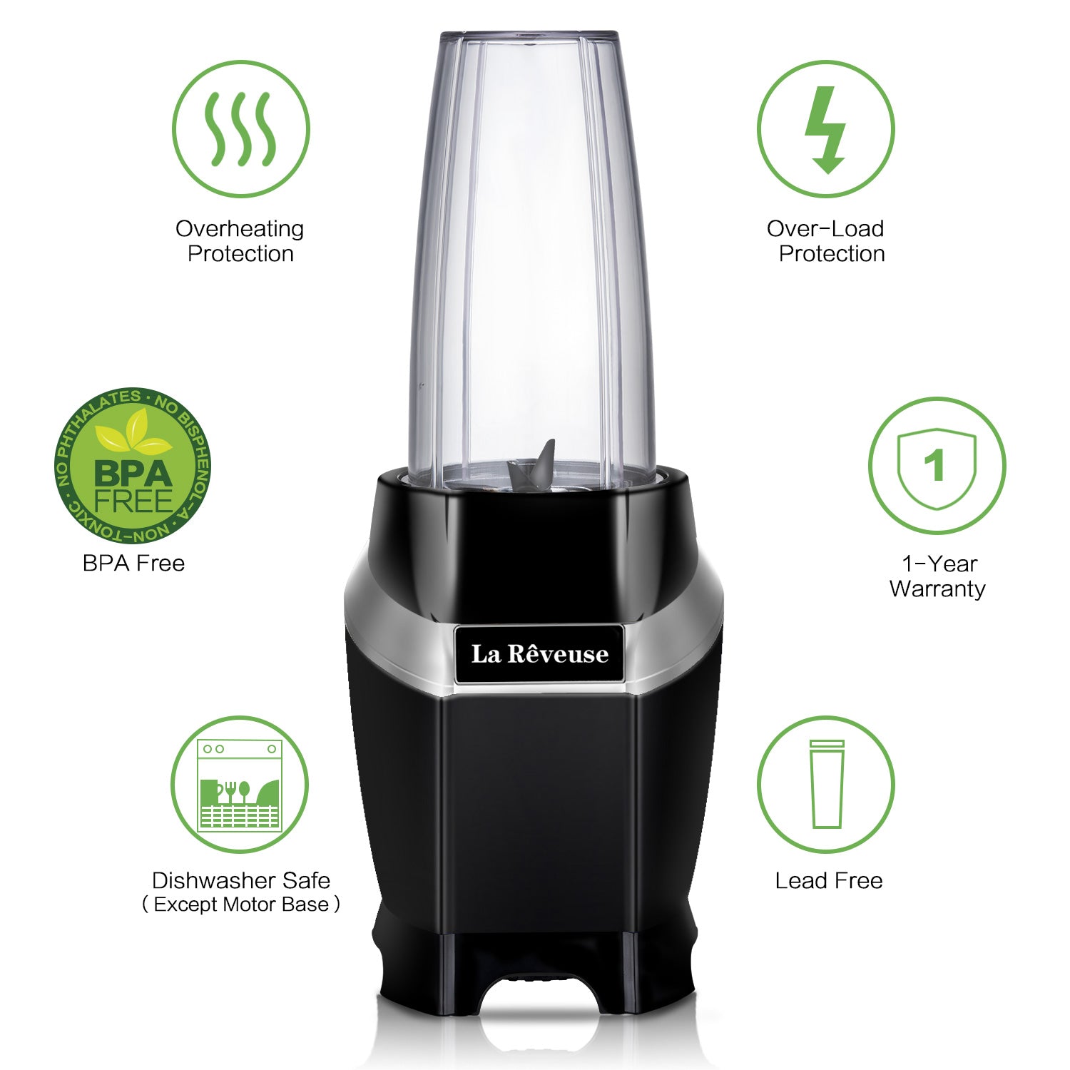 La Reveuse Personal Blender — 1000W, 24oz BPA Free | Portable Design