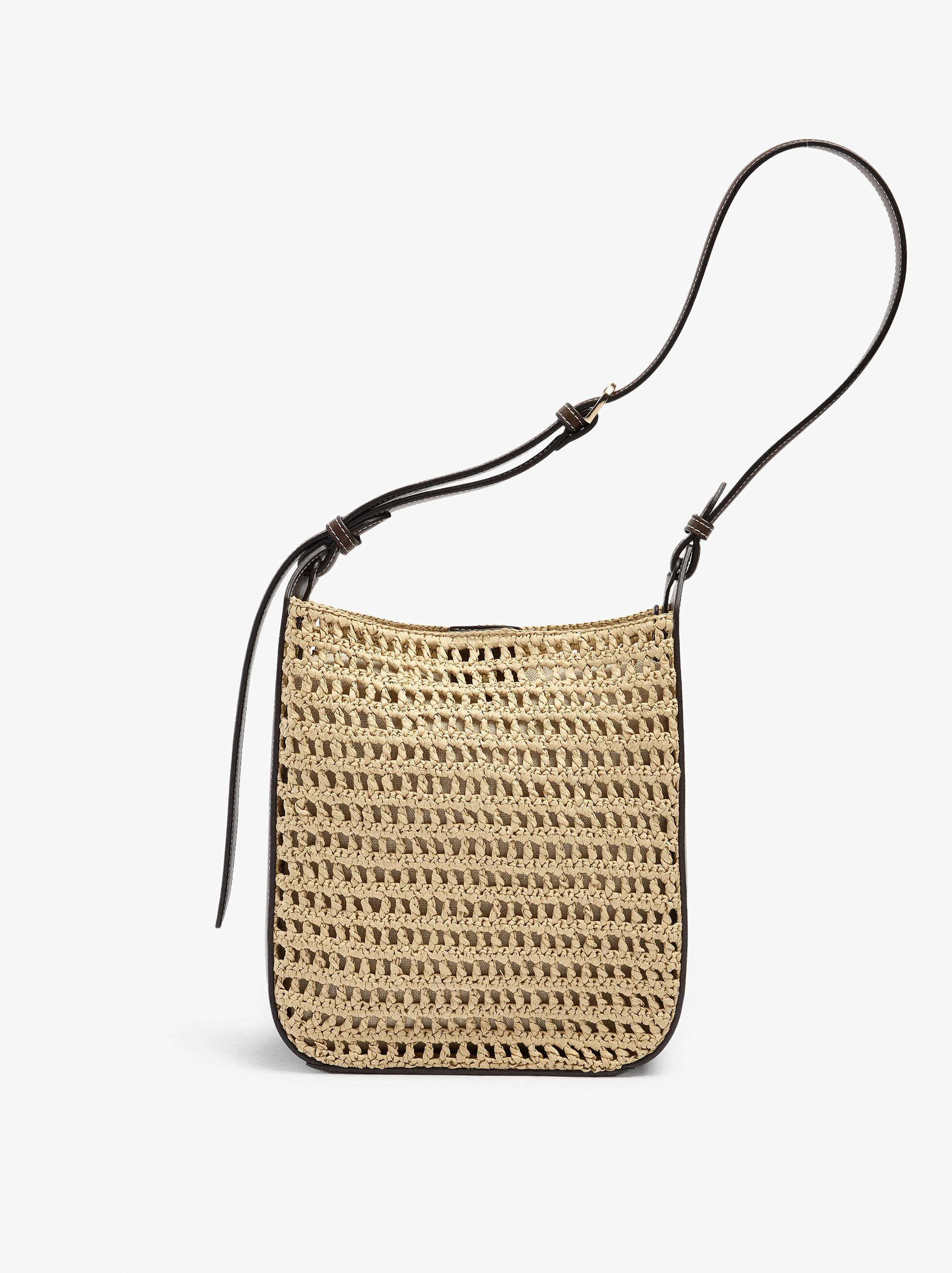 Bolso de hombro con efecto paja con bolsillo extraíble